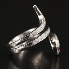 Antique Ruby Snake Fashion Ring Unique Ruby Diamond White Gold Cocktail Ring