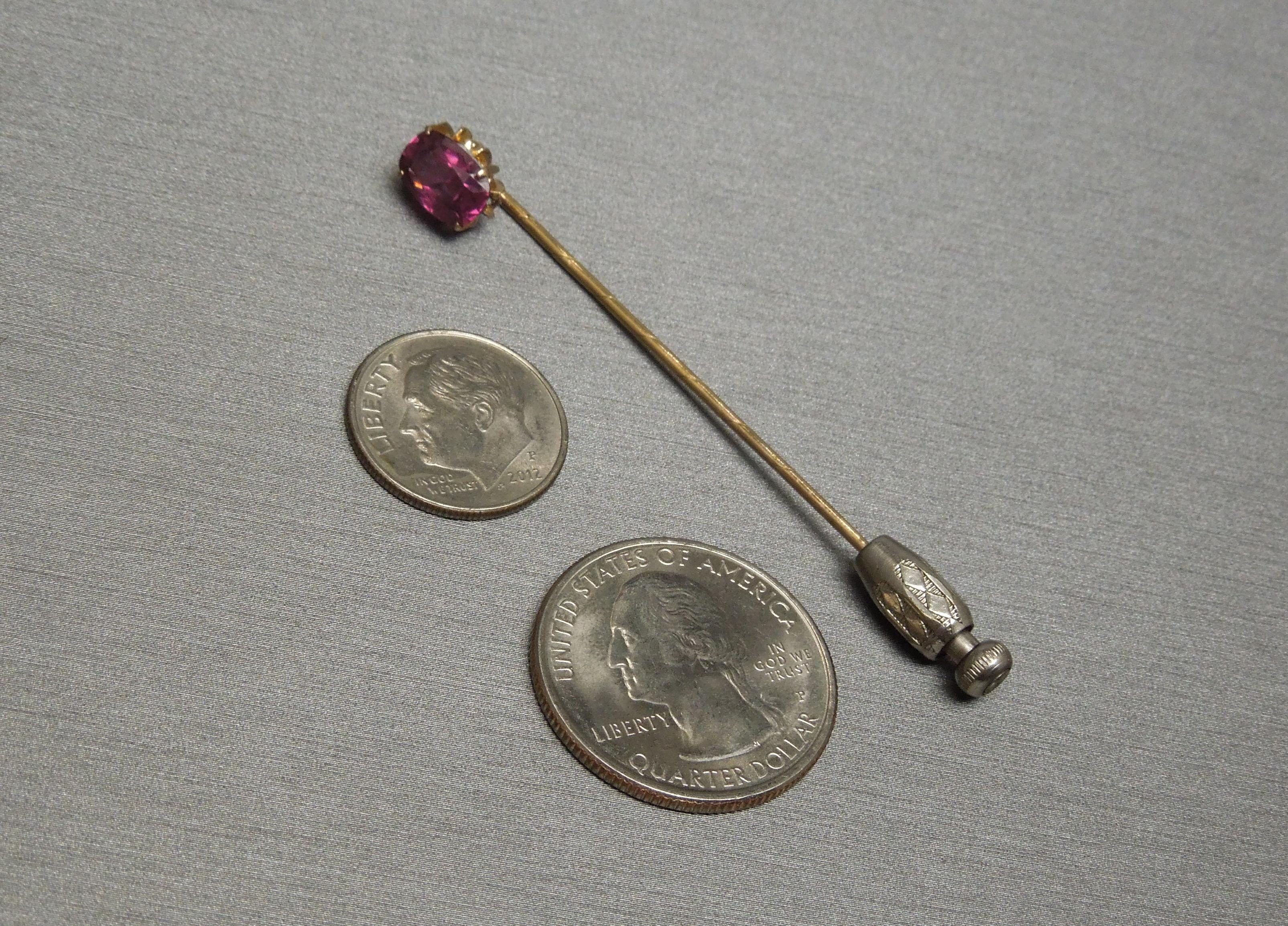Antique Ruby Stick Pin In Good Condition For Sale In METAIRIE, LA
