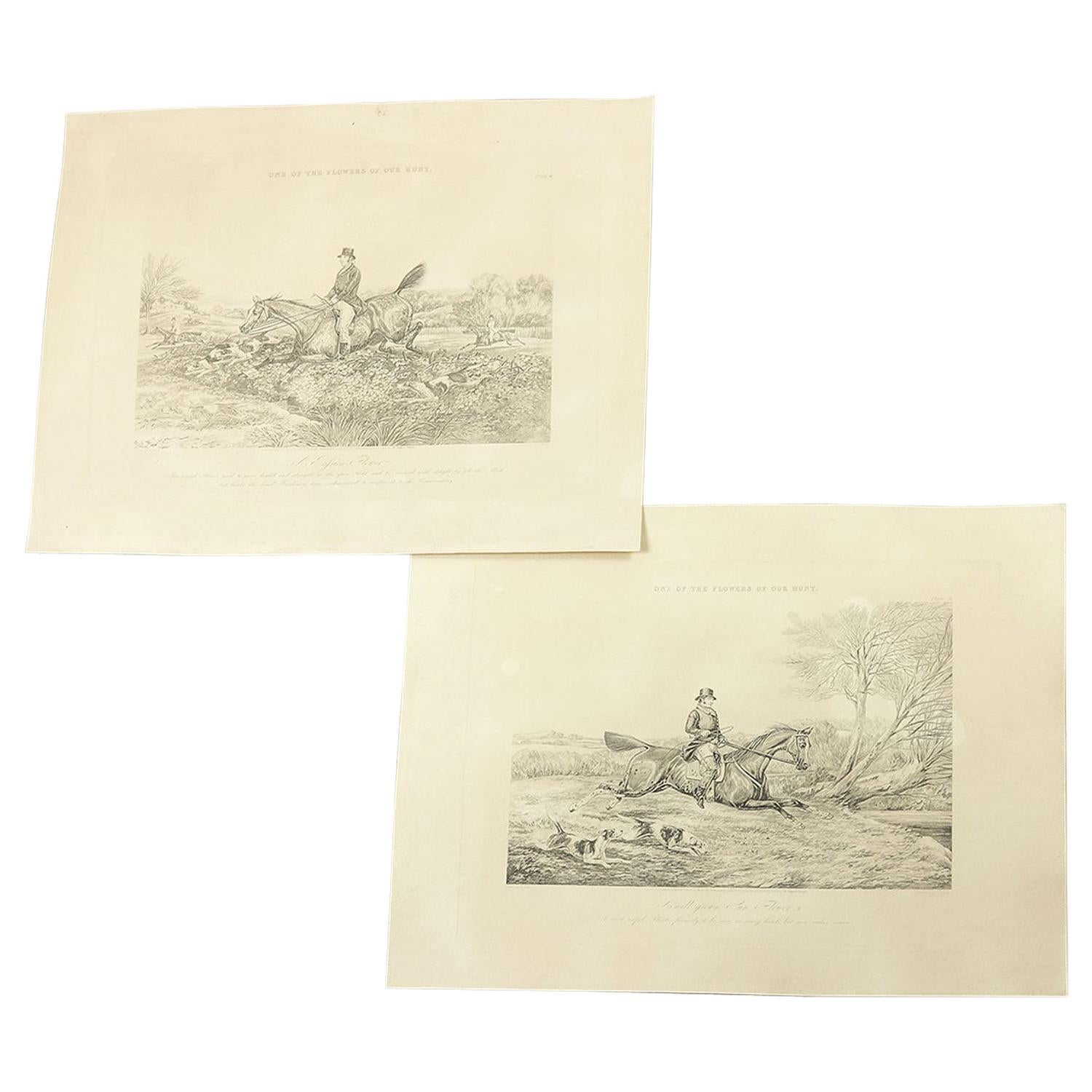 Antique Rudolph Ackermann 1851 Hunting Prints For Sale at 1stDibs