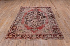Antique Rug - Turkish Oushak Red Floral Medallion