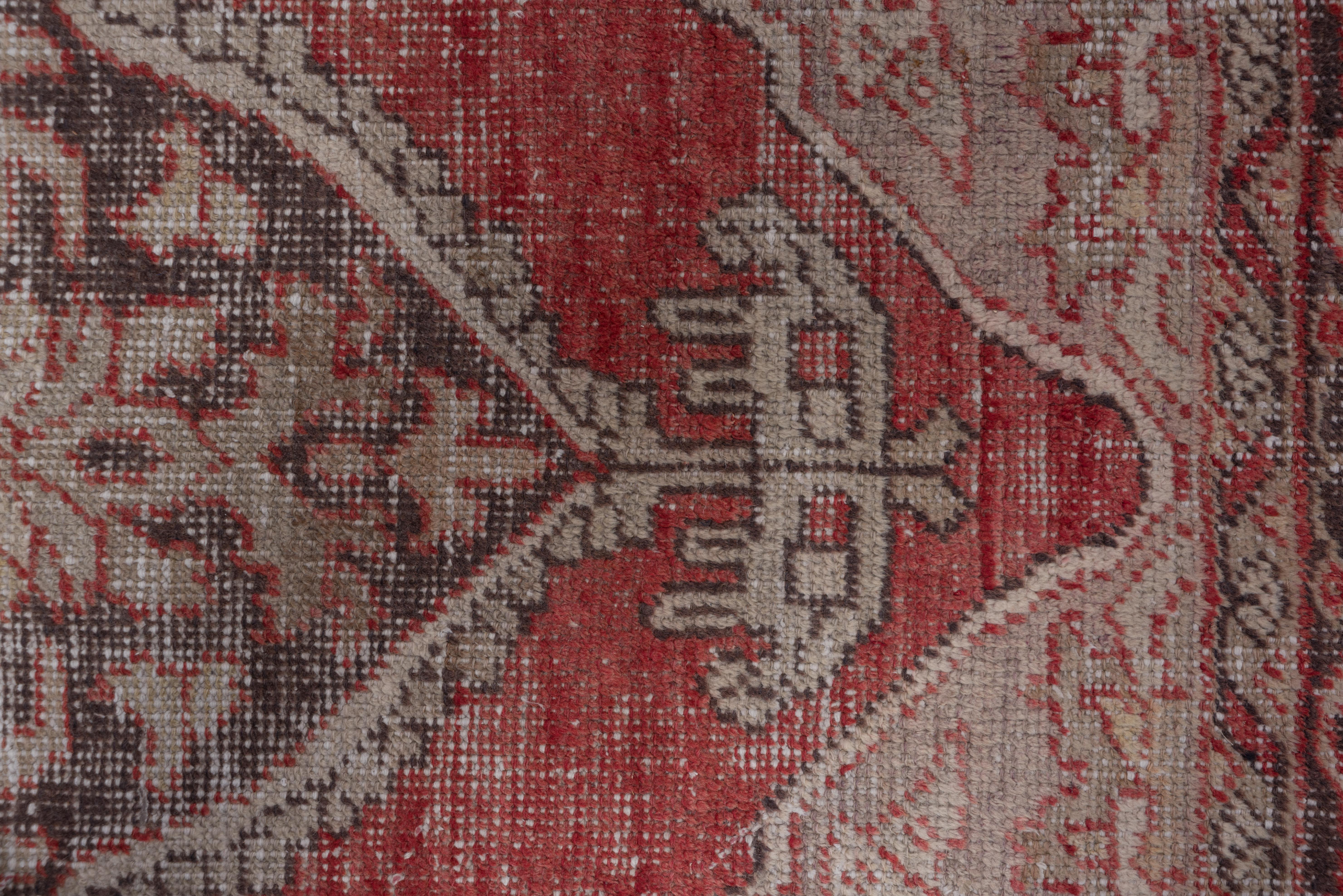 Wool Antique Rug - Turkish Oushak Red Floral Medallion For Sale