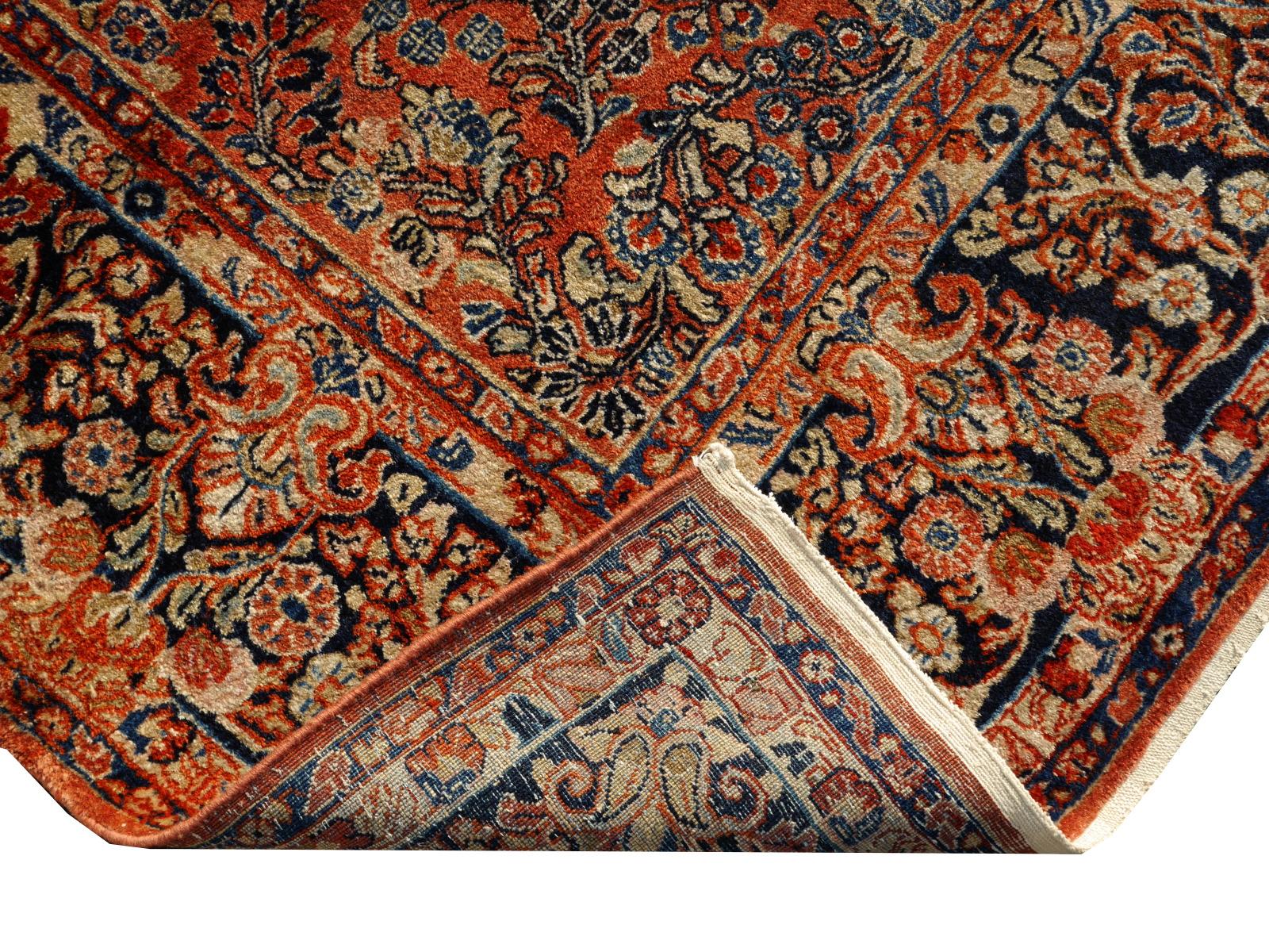 Tappeto antico American Sarouk 12 x 6 ft annodato a mano all'inizio del XX secolo a pelo pieno in vendita 2