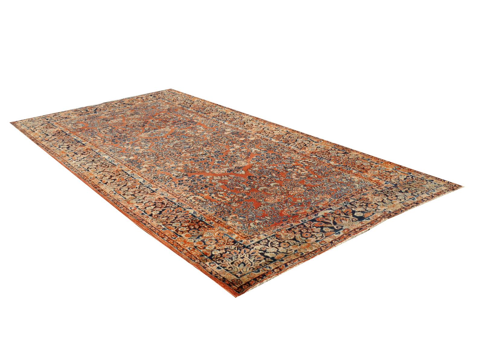 Tappeto antico American Sarouk 12 x 6 ft annodato a mano all'inizio del XX secolo a pelo pieno in vendita 4