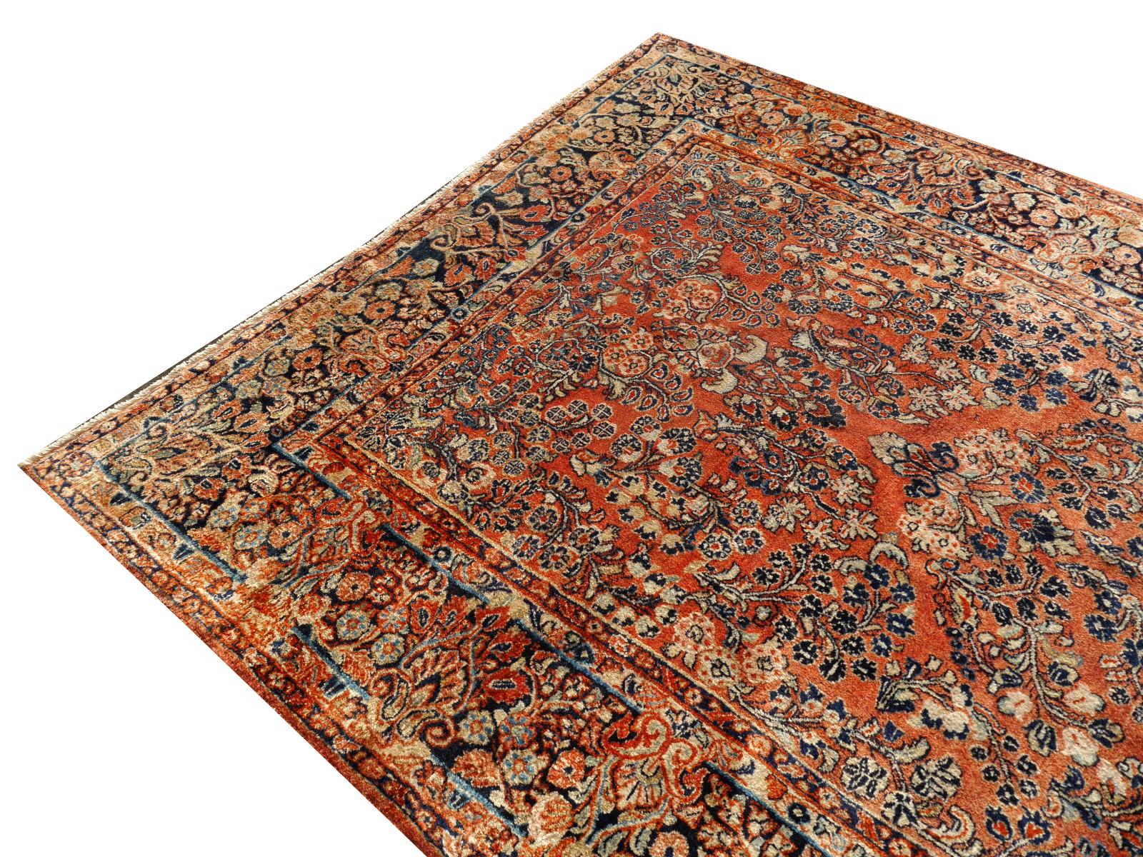 Tappeto antico American Sarouk 12 x 6 ft annodato a mano all'inizio del XX secolo a pelo pieno in vendita 9