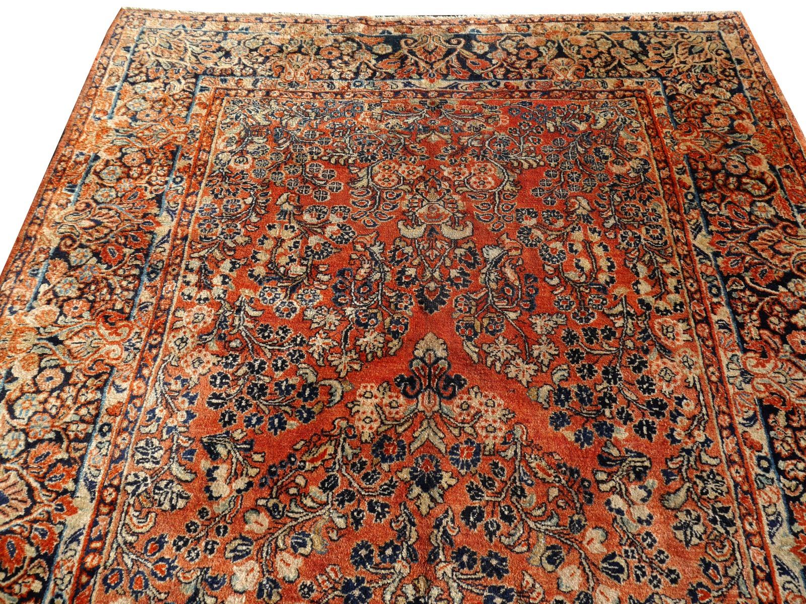 Tappeto antico American Sarouk 12 x 6 ft annodato a mano all'inizio del XX secolo a pelo pieno In condizioni buone in vendita a Lohr, Bavaria, DE