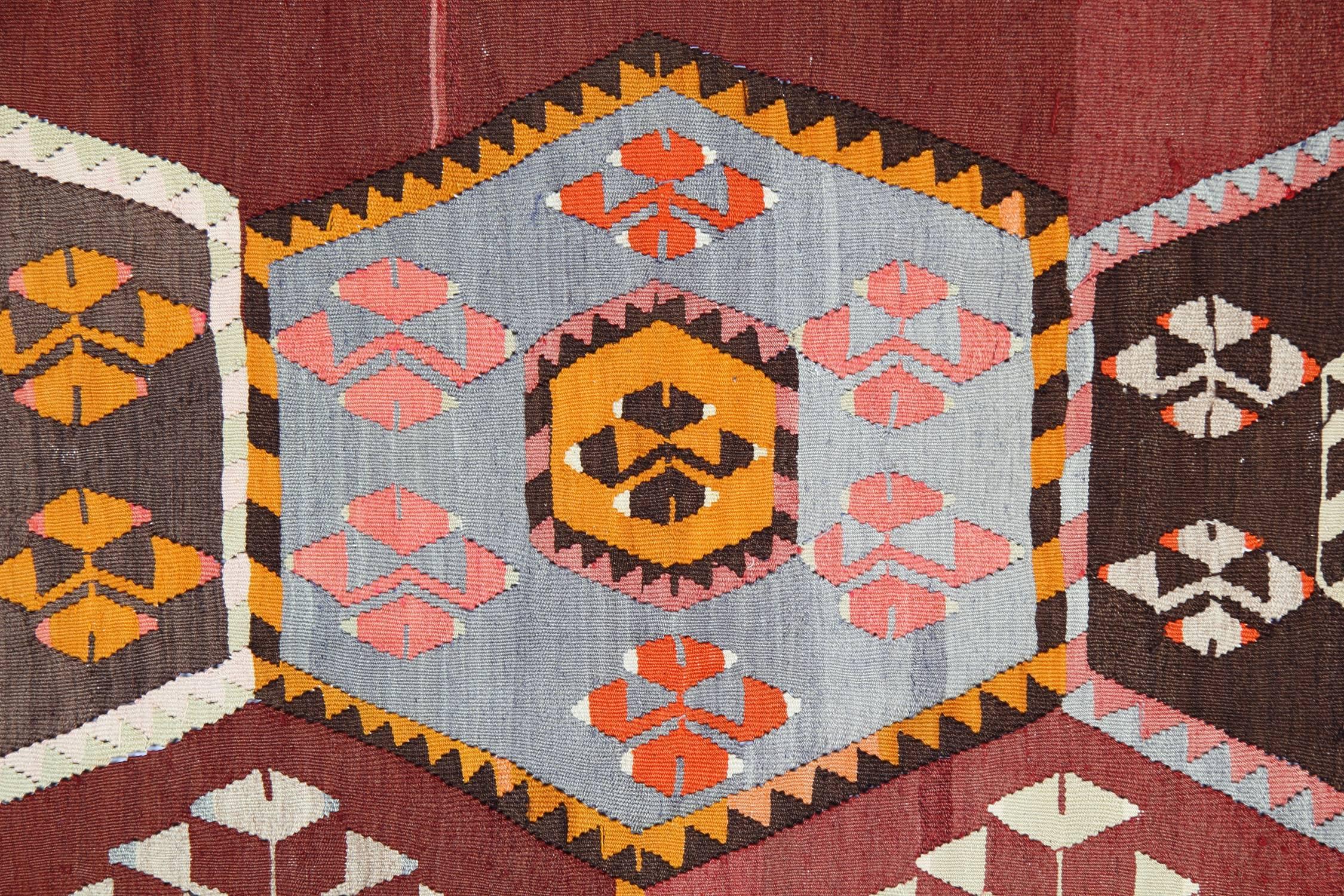 Antiker Teppich, Anatolische türkische Kelim-Teppiche, handgefertigter orientalischer Teppich (Türkisch) im Angebot