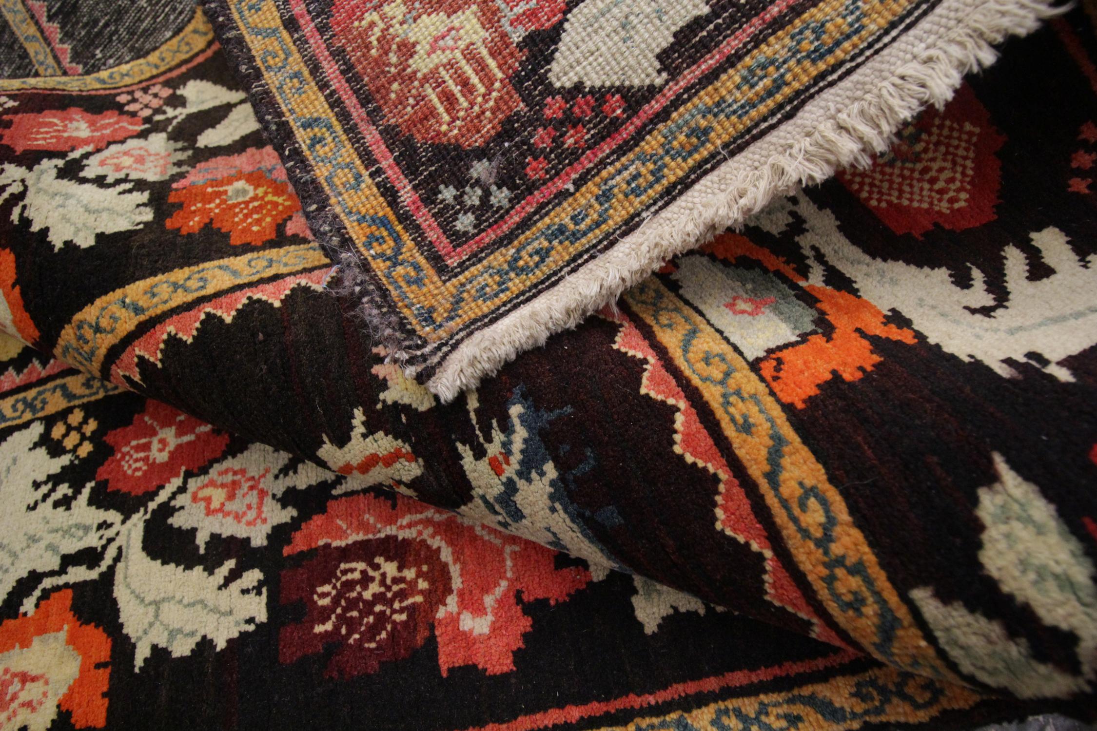 Antique Rug Caucasian Karabagh, Handmade Carpet Oriental Rug, Floral Area Rugs For Sale 3