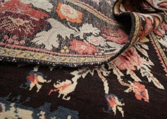 Antique Rug Caucasian Karabagh, Handmade Carpet Oriental Rug, Floral Area Rugs