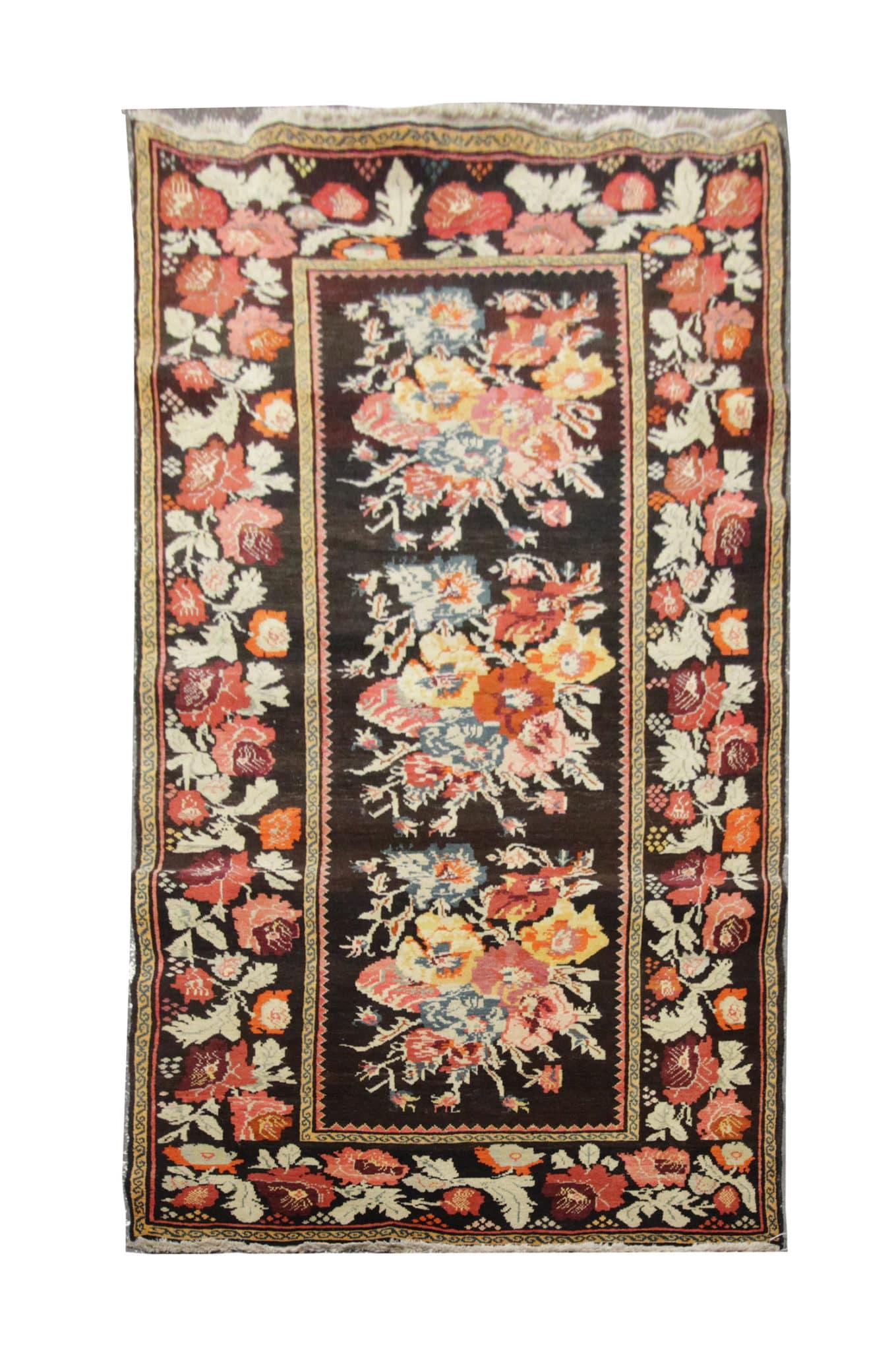 Hollywood Regency Antique Rug Caucasian Karabagh, Handmade Carpet Oriental Rug, Floral Area Rugs For Sale