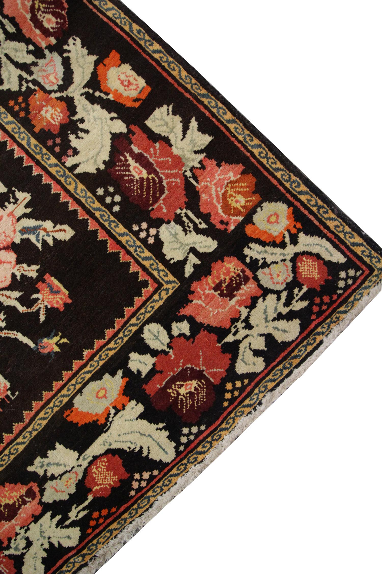 Bohemian Antique Rug Caucasian Karabagh, Handmade Carpet Oriental Rug, Floral Area Rugs For Sale