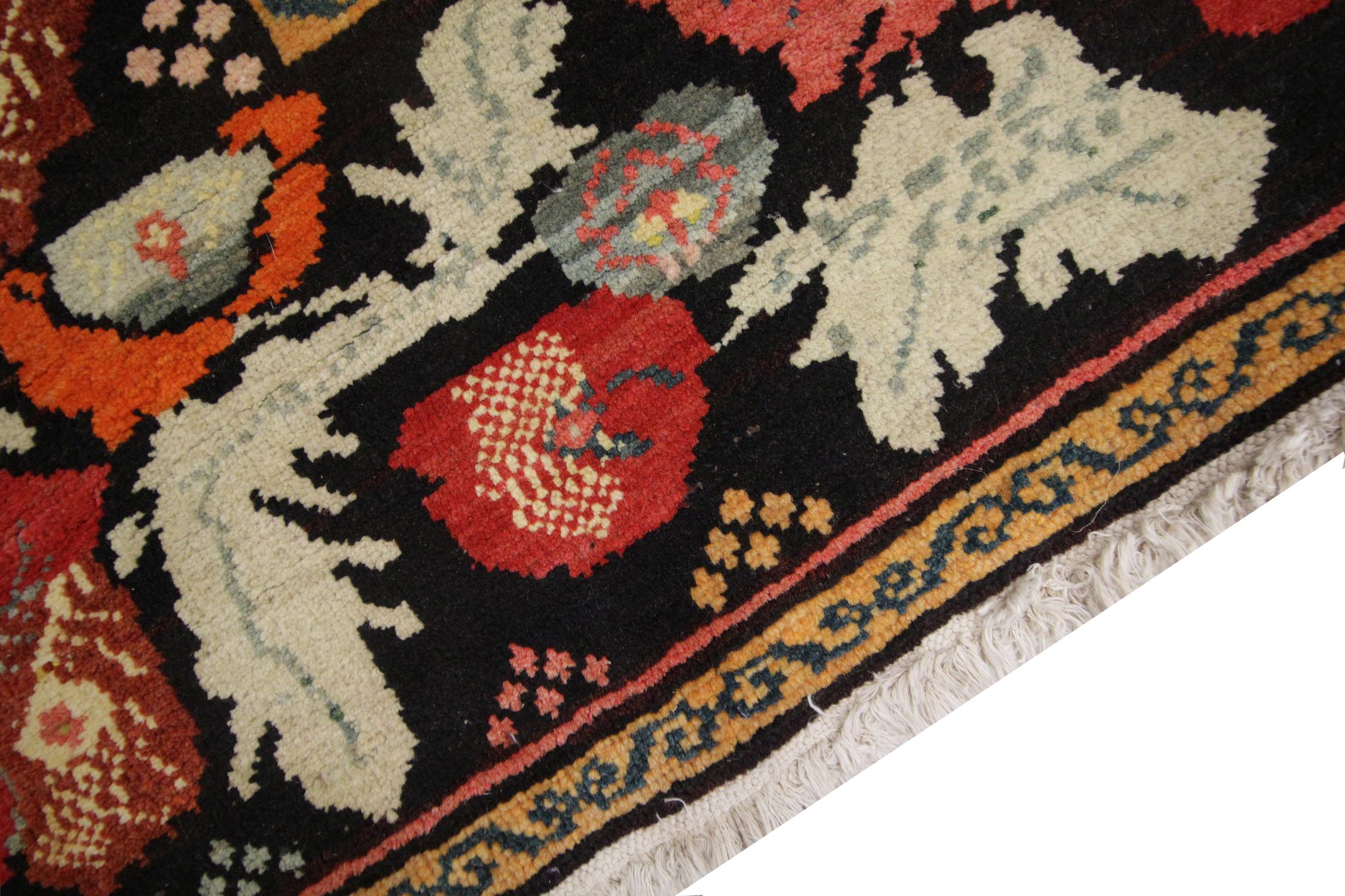Antique Rug Caucasian Karabagh, Handmade Carpet Oriental Rug, Floral Area Rugs In Excellent Condition For Sale In Hampshire, GB