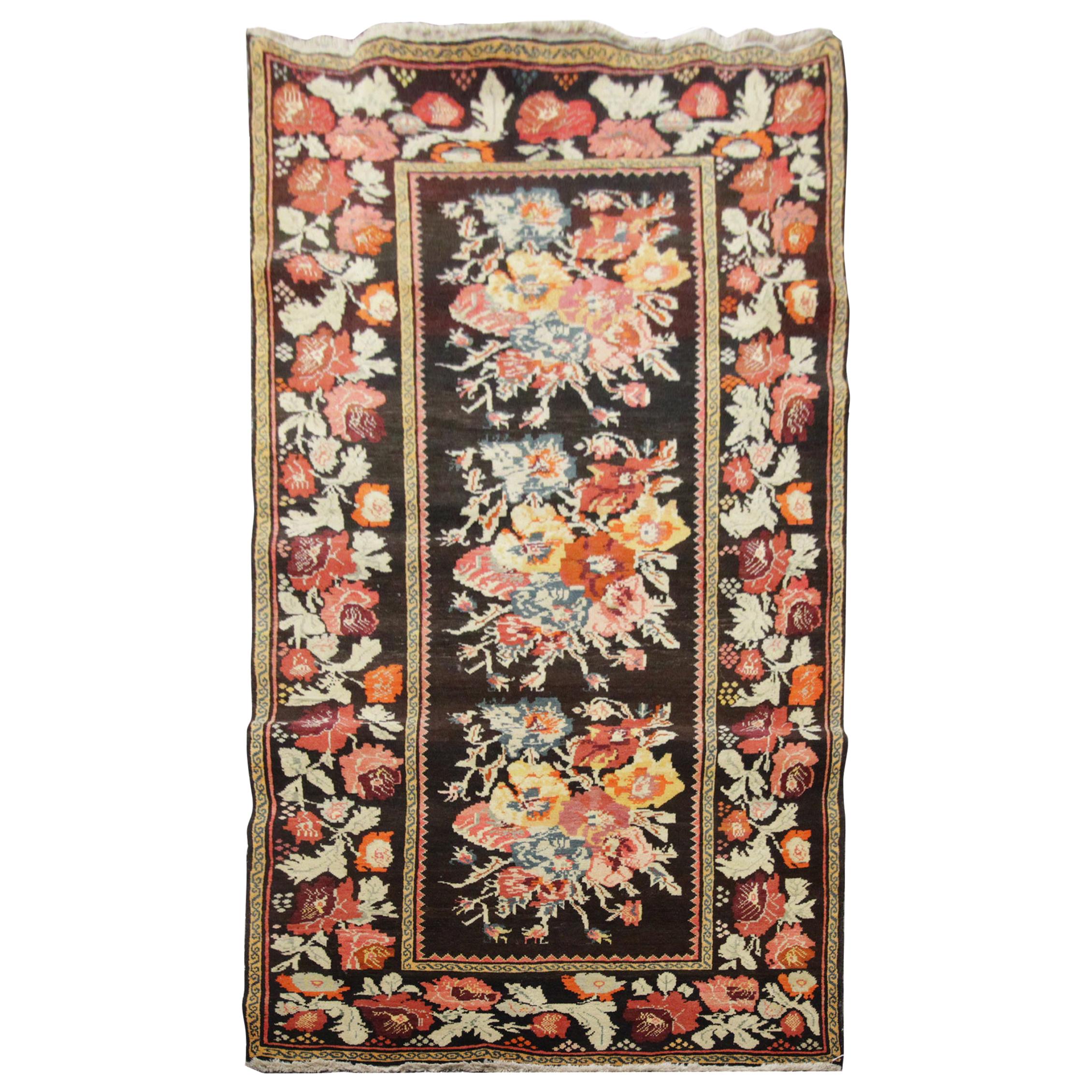 Alfombra antigua Karabagh del Cáucaso, Alfombra oriental hecha a mano, Alfombras florales
