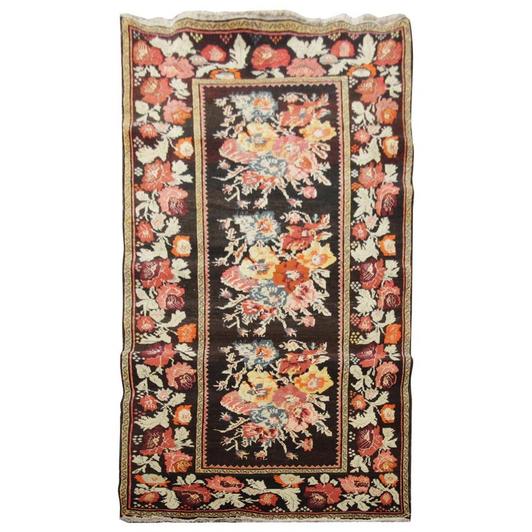 Antique Rug Caucasian Karabagh, Handmade Carpet Oriental Rug, Floral