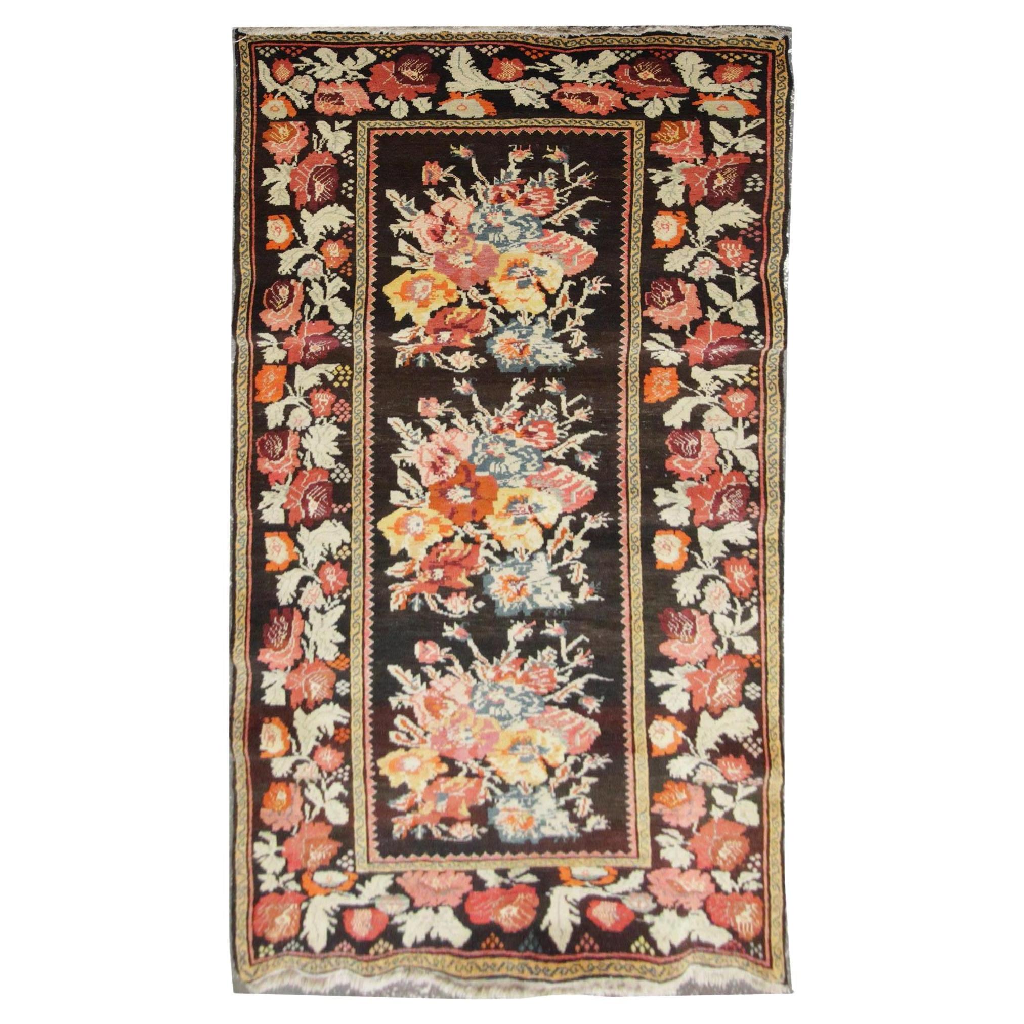 Antique Rug Caucasian Karabagh, Handmade Carpet Oriental Rug, Floral Area Rugs