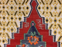 Antique Rug Caucasian Karabagh Kilim, Yellow Wool Floral Kelim