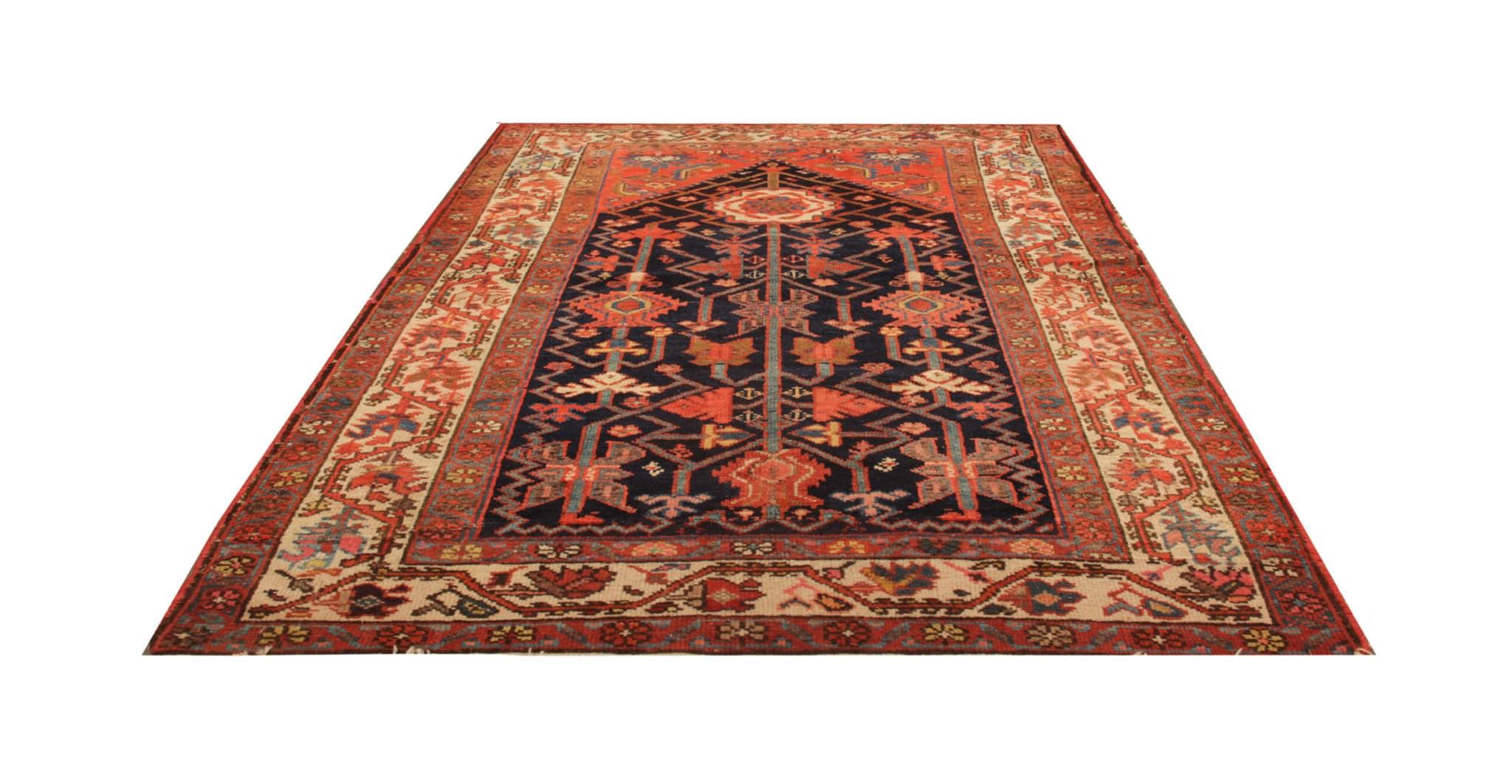 Hollywood Regency Antique Rug Caucasian Mihrabi Rug Handmade Carpet from Kazak Area