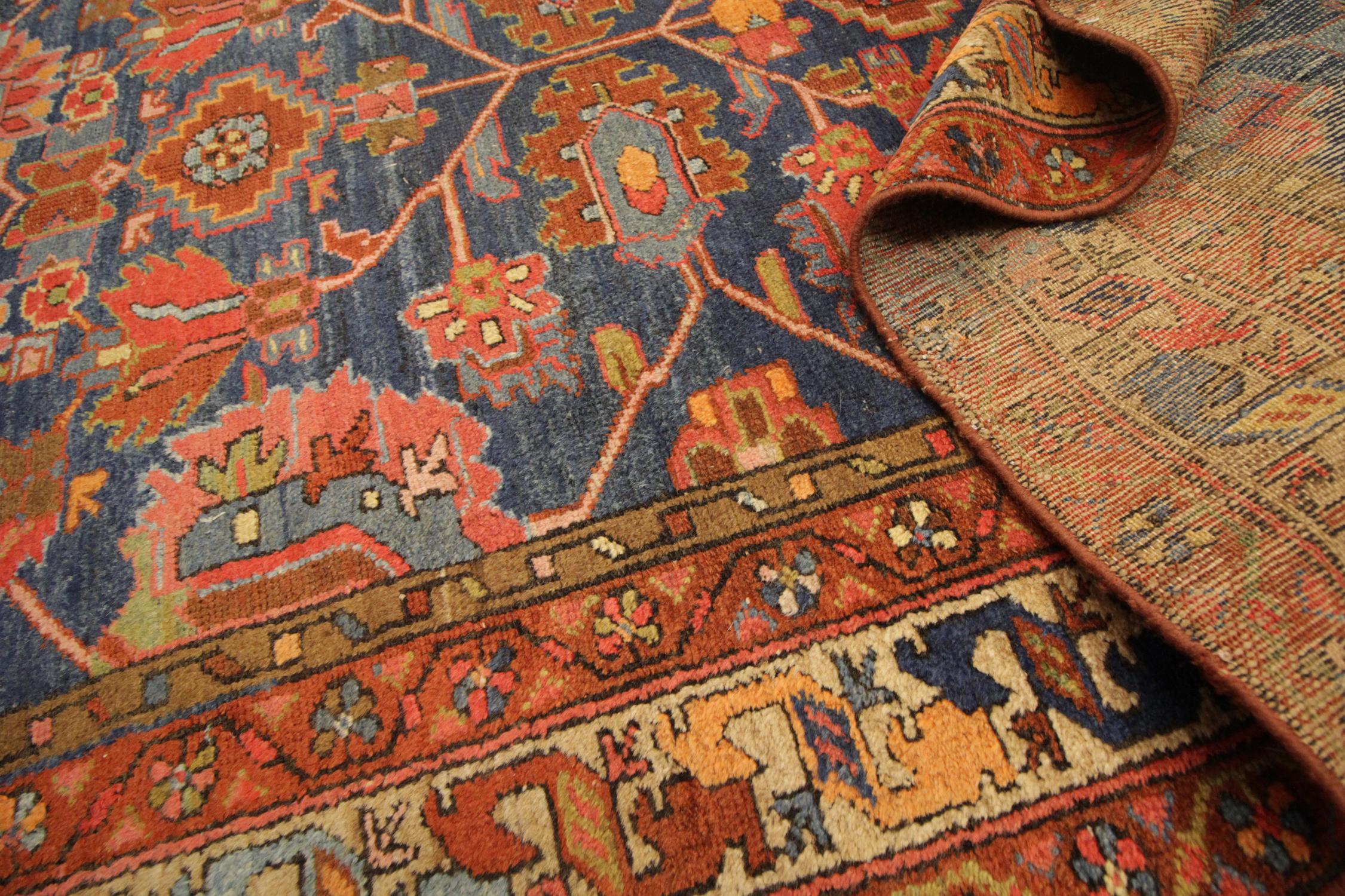 Antiker Teppich Kaukasisch Orange Wolle Wohnzimmer Teppiche Handmade Carpet (Stammeskunst) im Angebot