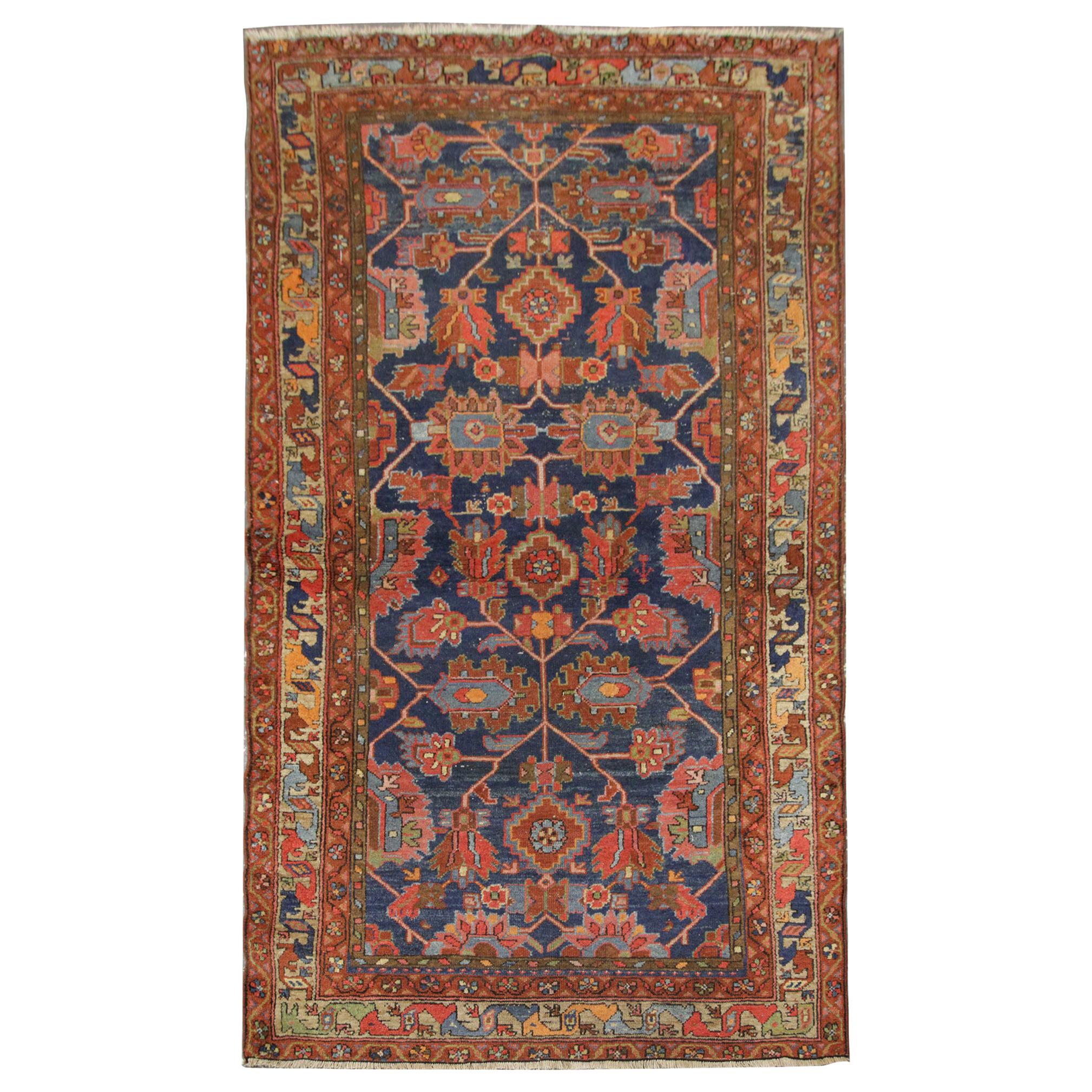 Antiker Teppich Kaukasisch Orange Wolle Wohnzimmer Teppiche Handmade Carpet im Angebot