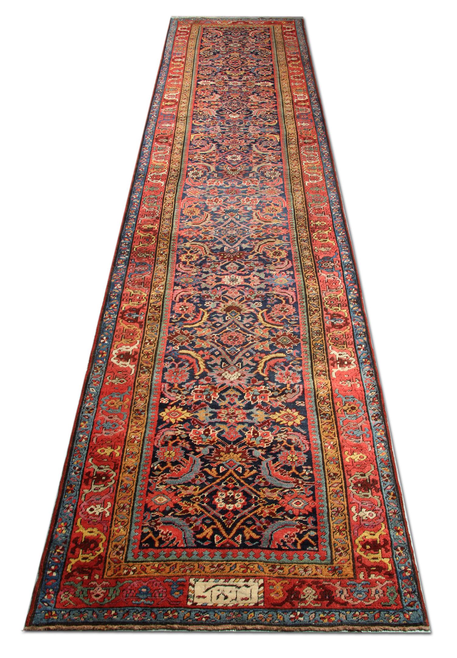 Country Rare Antique Rug Caucasian Runner, Living Room Rugs Stair Runner Handmade Carpet For Sale