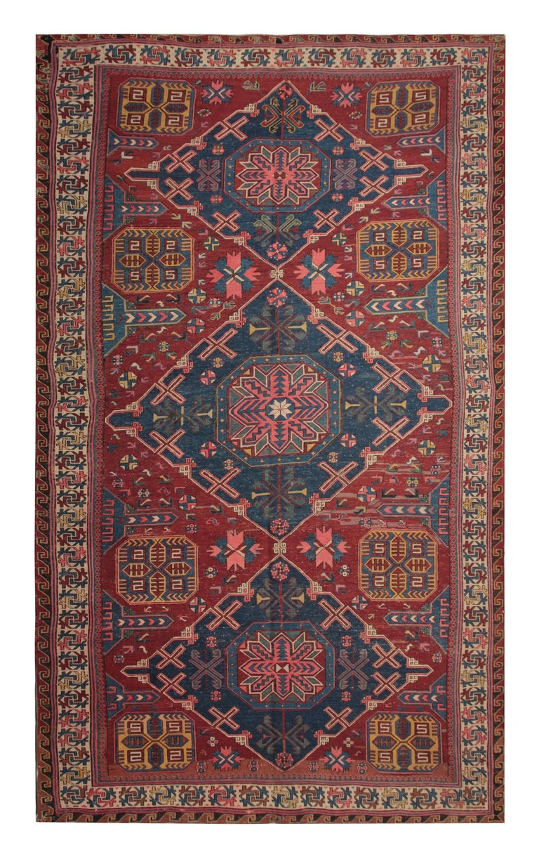Antique Rug Caucasian Sumakh Kilim Geometric Flat Weave 1910 S Carpet Antique Rug Caucasian Sumakh Kilim Geometric Flat Weave 1910 S Carpet