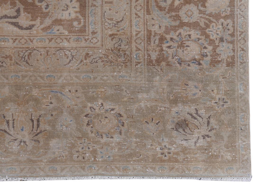 Tabriz Teppich Classic Vintage Teppich Muted Grau Beige Braun Handgeknüpft Neutral (Wolle) im Angebot