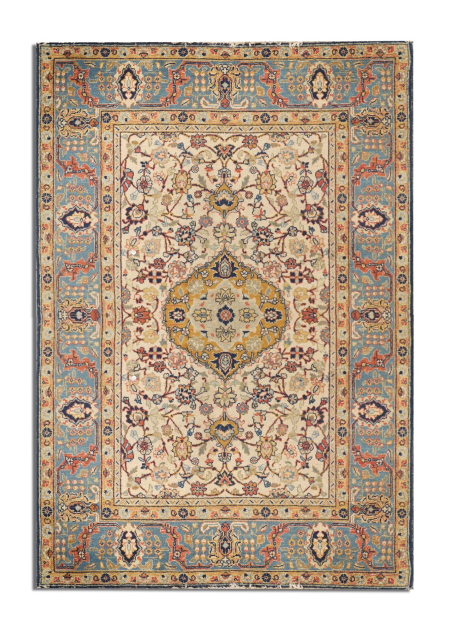 Antiker Teppich Creme Exklusiver Handgefertigter Teppich Dekorativer Flächenteppich  (Kaukasisch) im Angebot