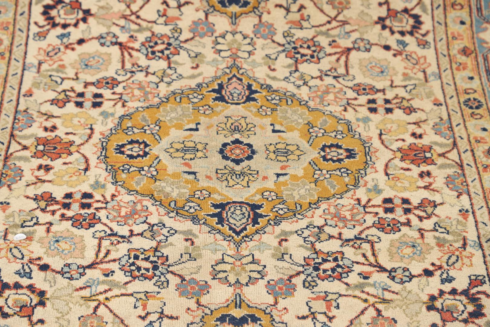 Antiker Teppich Creme Exklusiver Handgefertigter Teppich Dekorativer Flächenteppich  (Frühes 20. Jahrhundert) im Angebot