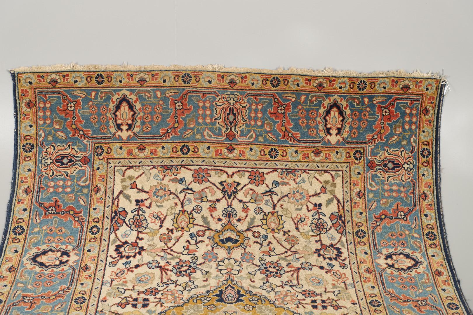 Antiker Teppich Creme Exklusiver Handgefertigter Teppich Dekorativer Flächenteppich  (Wolle) im Angebot