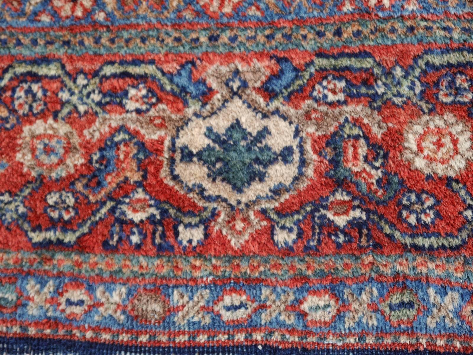 Antique Rug Early 20th Century Classic Carpet Blue and Rust For Sale 3