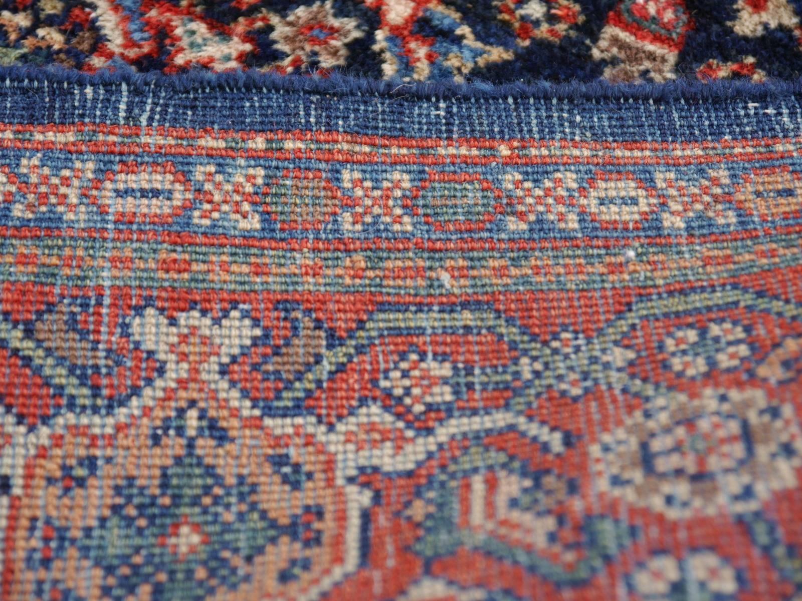A fine and hand-knotted antique rug in very good condition. It has very good pile condition, is soft and has a beautiful luster - a perfect interior design rug. Lower pile at the edges.
The Djoharian Design Collection is located in Germany, all our