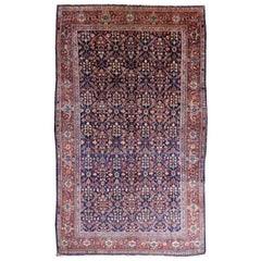 Antique Rug Early 20th Century Classic Carpet Blue and Rust