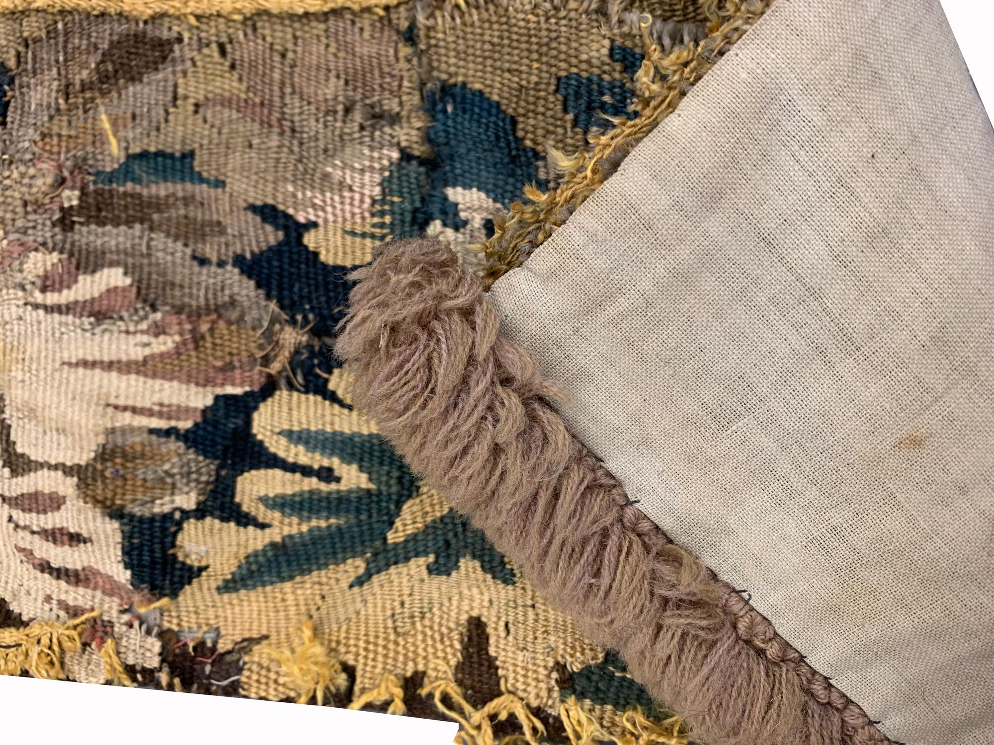 Vegetable Dyed Antique Rug Flemish Fragment Tapestry Runner Aubusson Rugs For Sale