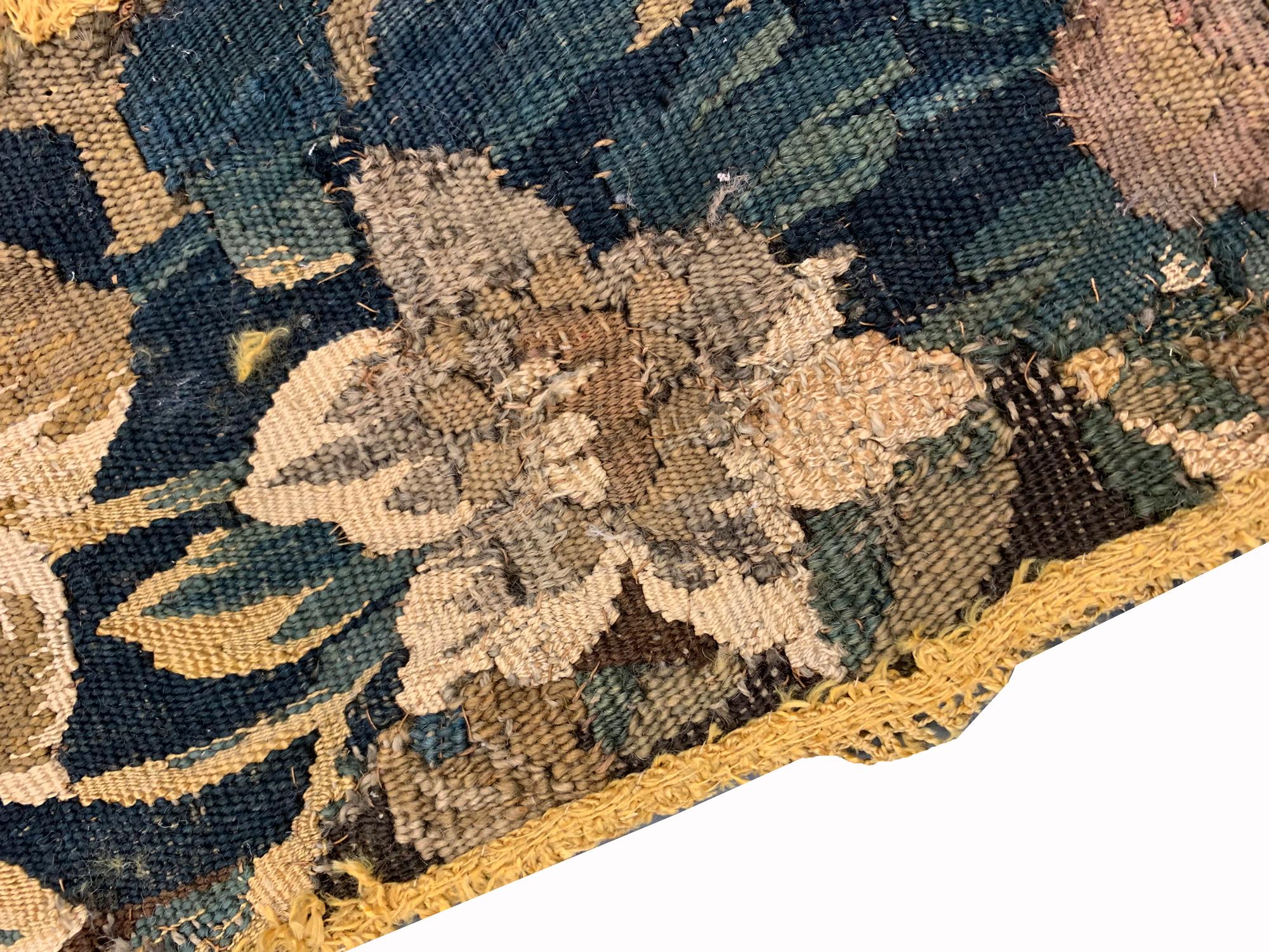 Antique Rug Flemish Fragment Tapestry Runner Aubusson Rugs In Excellent Condition For Sale In Wembley, GB