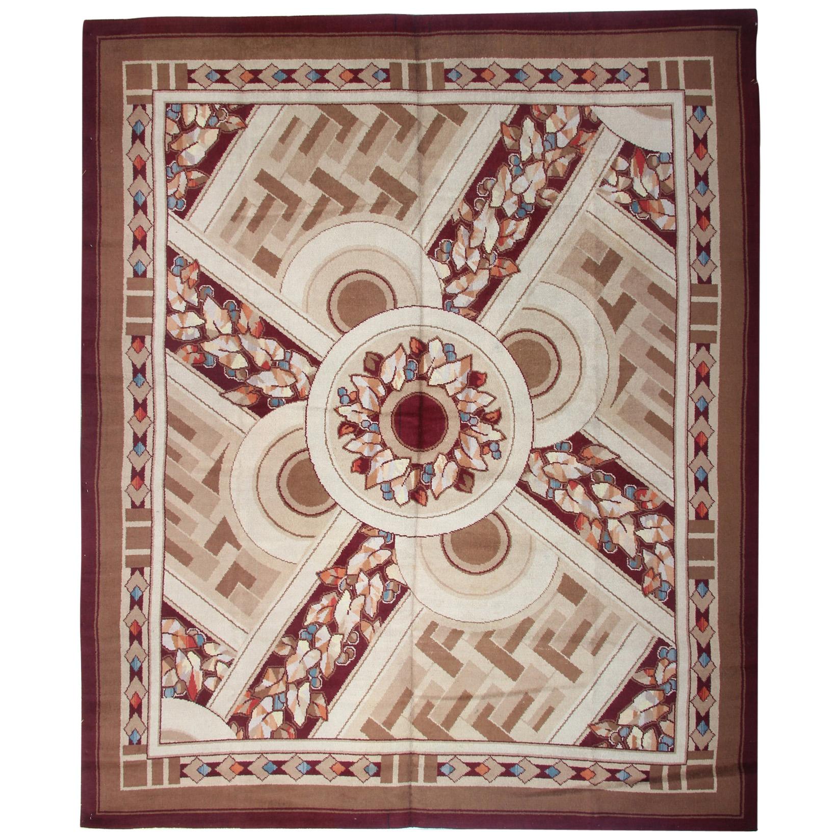 Antique Rug Floor Area Art Deco Rugs, Handmade Carpet Oriental Rugs for Sale For Sale