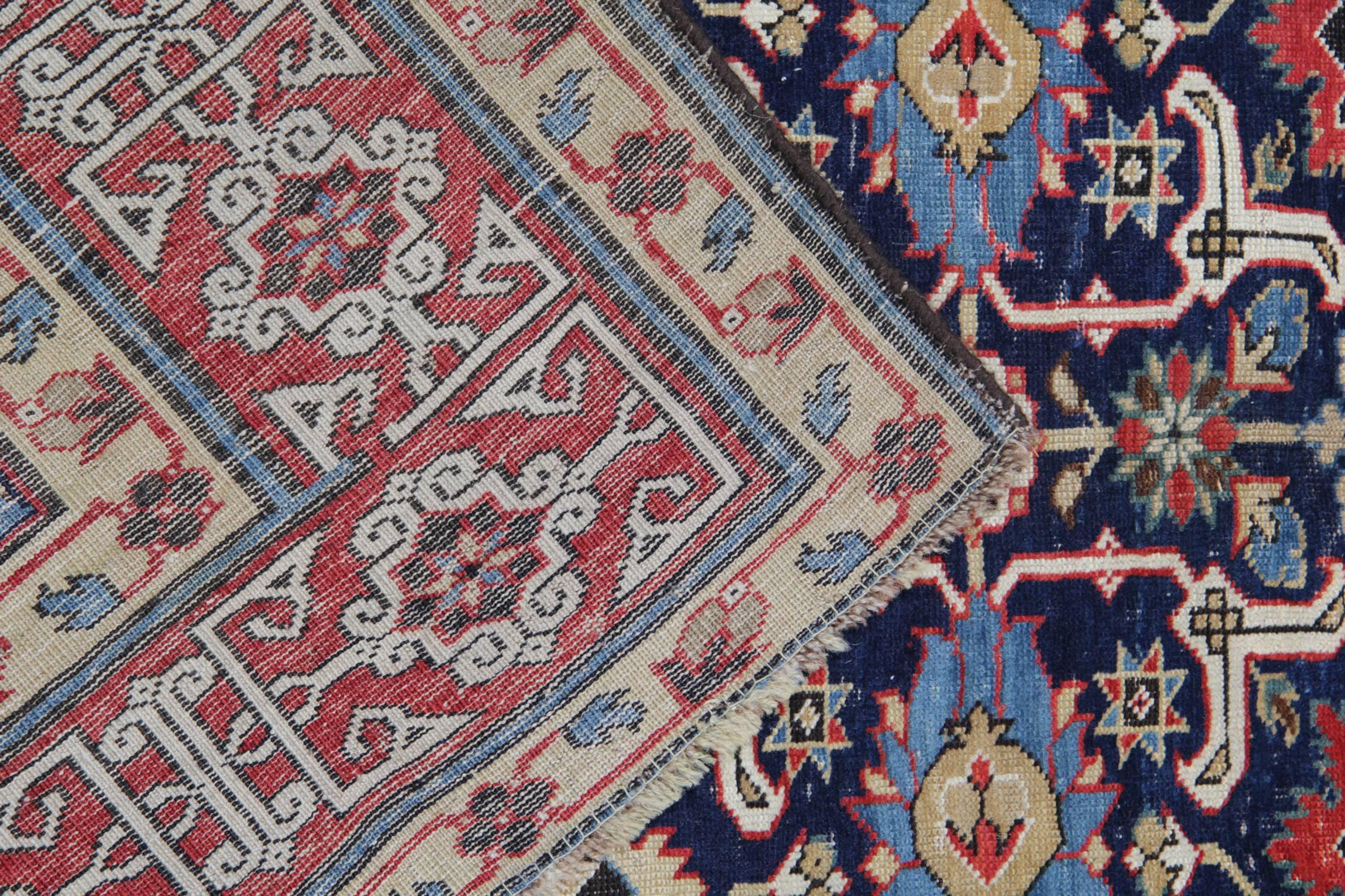 Hand-Woven Antique Rug Floral Handmade Rug Oriental Caucasian Carpet Kuba Living Room Rug For Sale