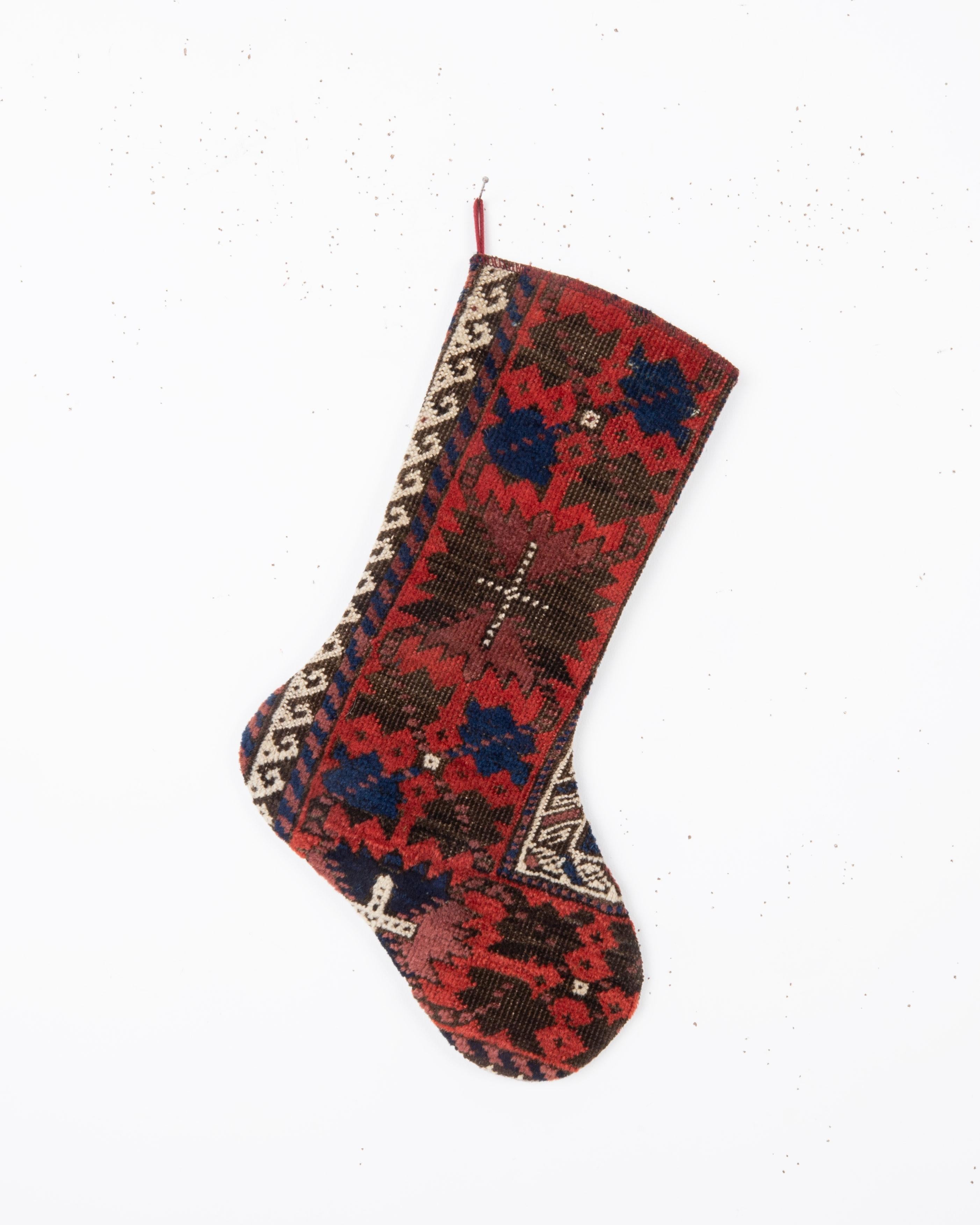 
Each piece is one-of-a-kind, celebrating the artistry of traditional weaving while being repurposed into a festive and 
functional heirloom. Perfect for hanging by the fireplace, gifting, or adding a touch of vintage character to your seasonal
