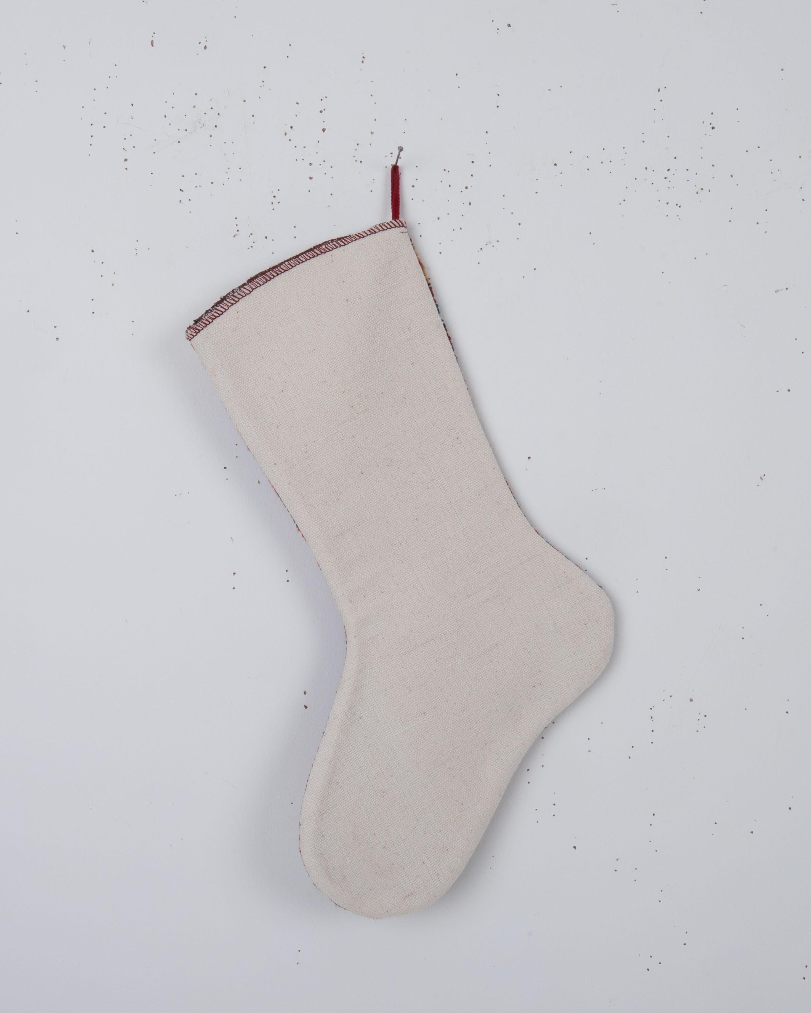 Turkish Antique Rug Fragment Christmas Stocking For Sale