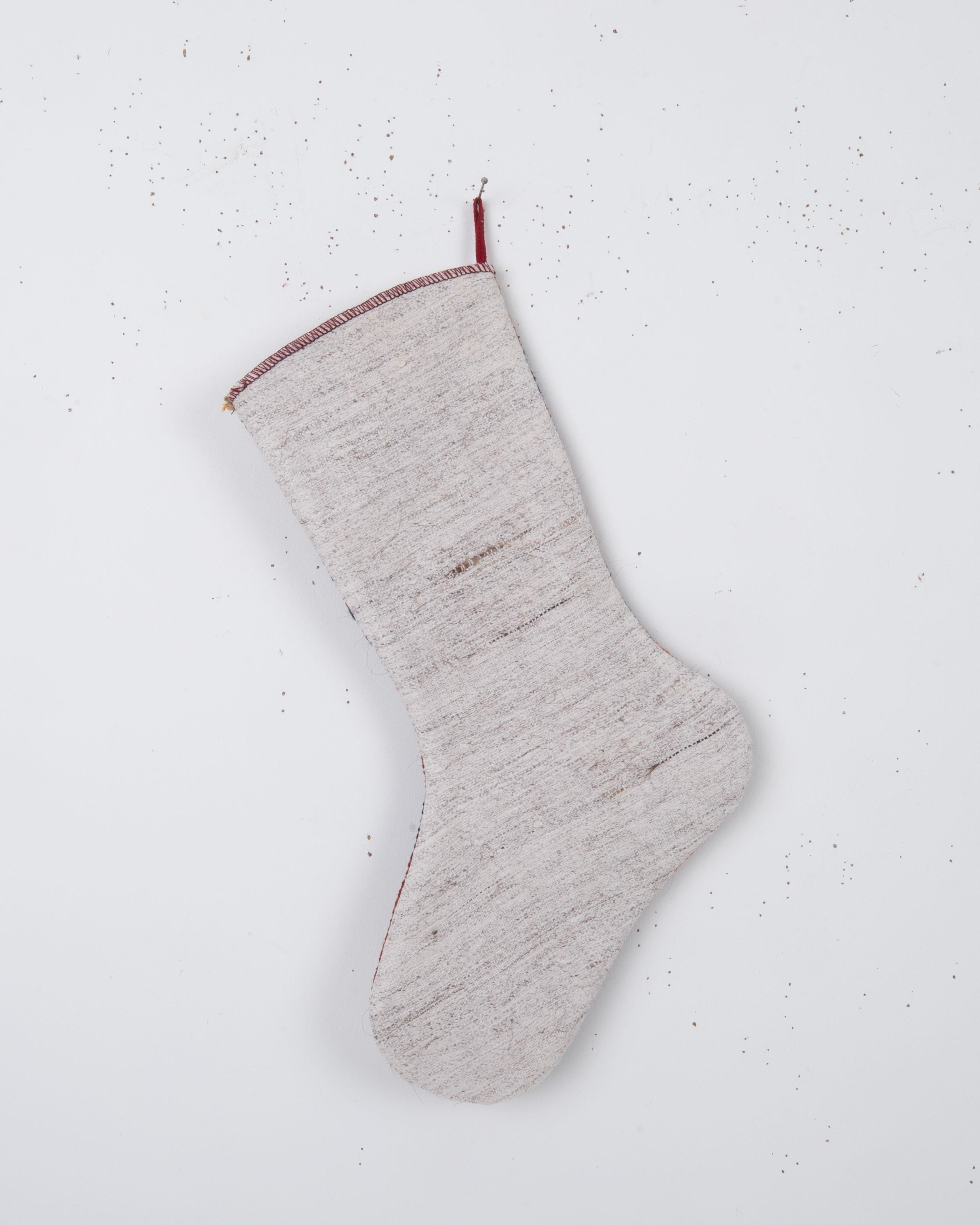 Tribal Antique Rug Fragment Christmas Stocking For Sale