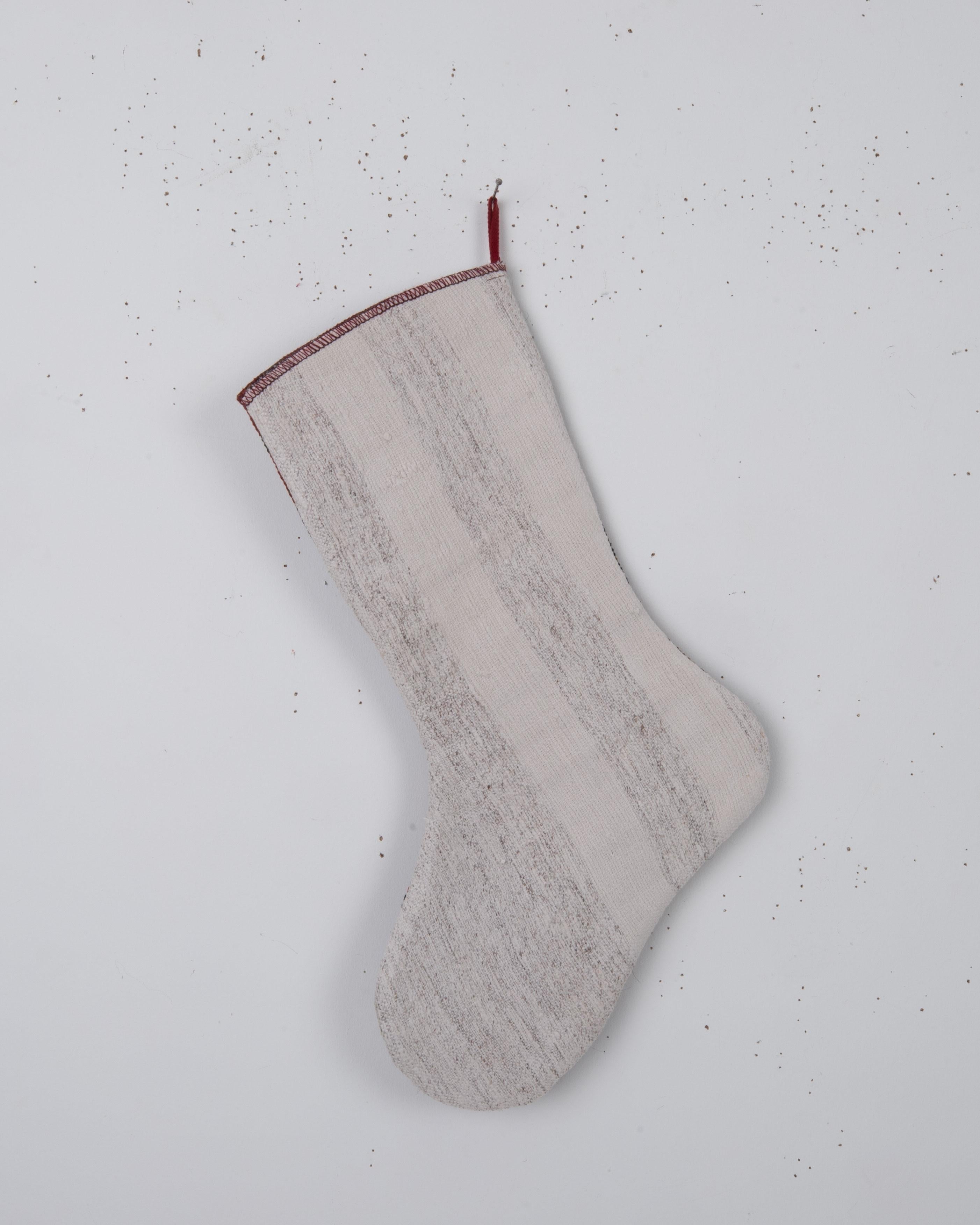 Turkmeno Antique Rug Fragment Christmas Stocking