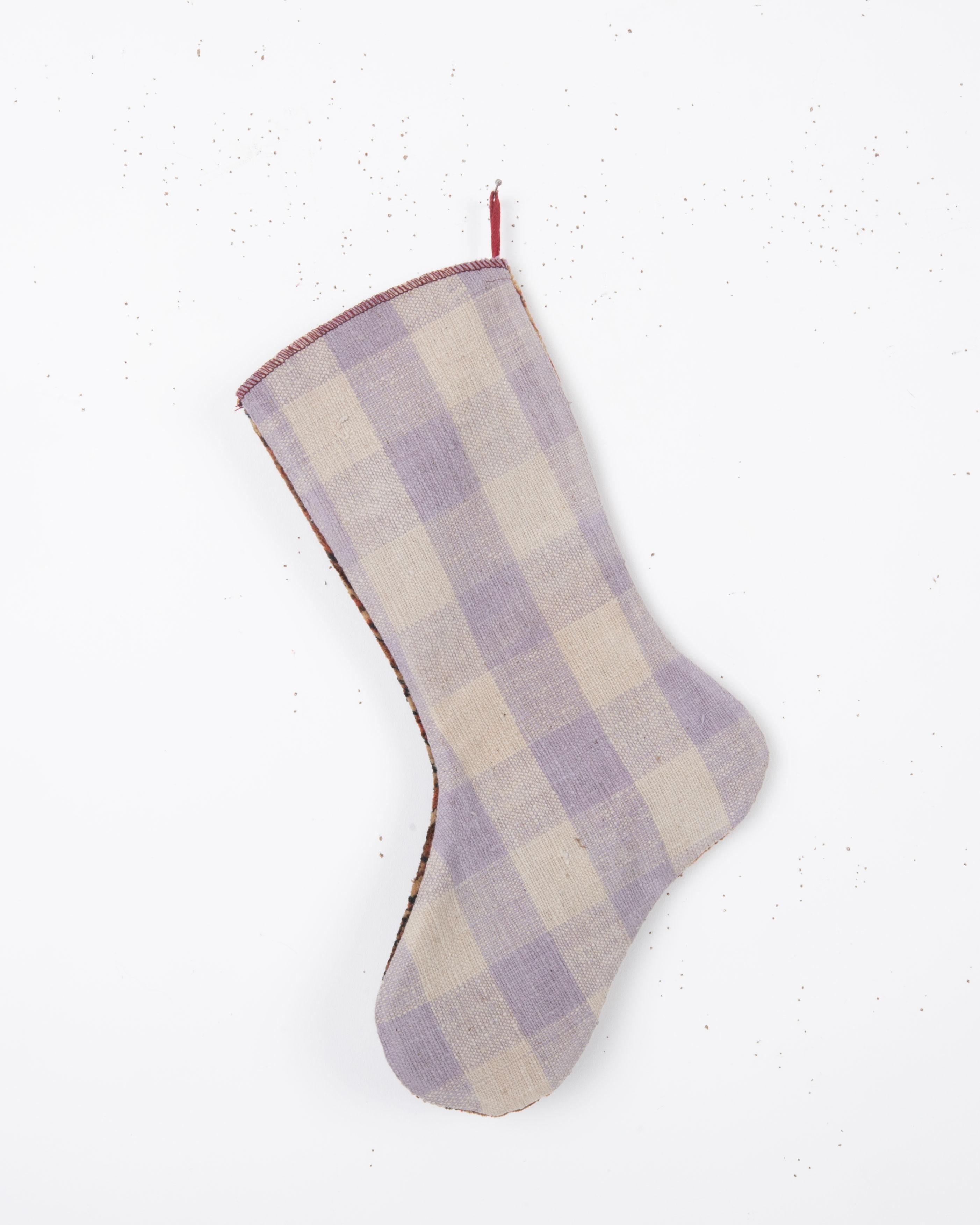 Arte popolare Antique Rug Fragment Christmas Stocking in vendita