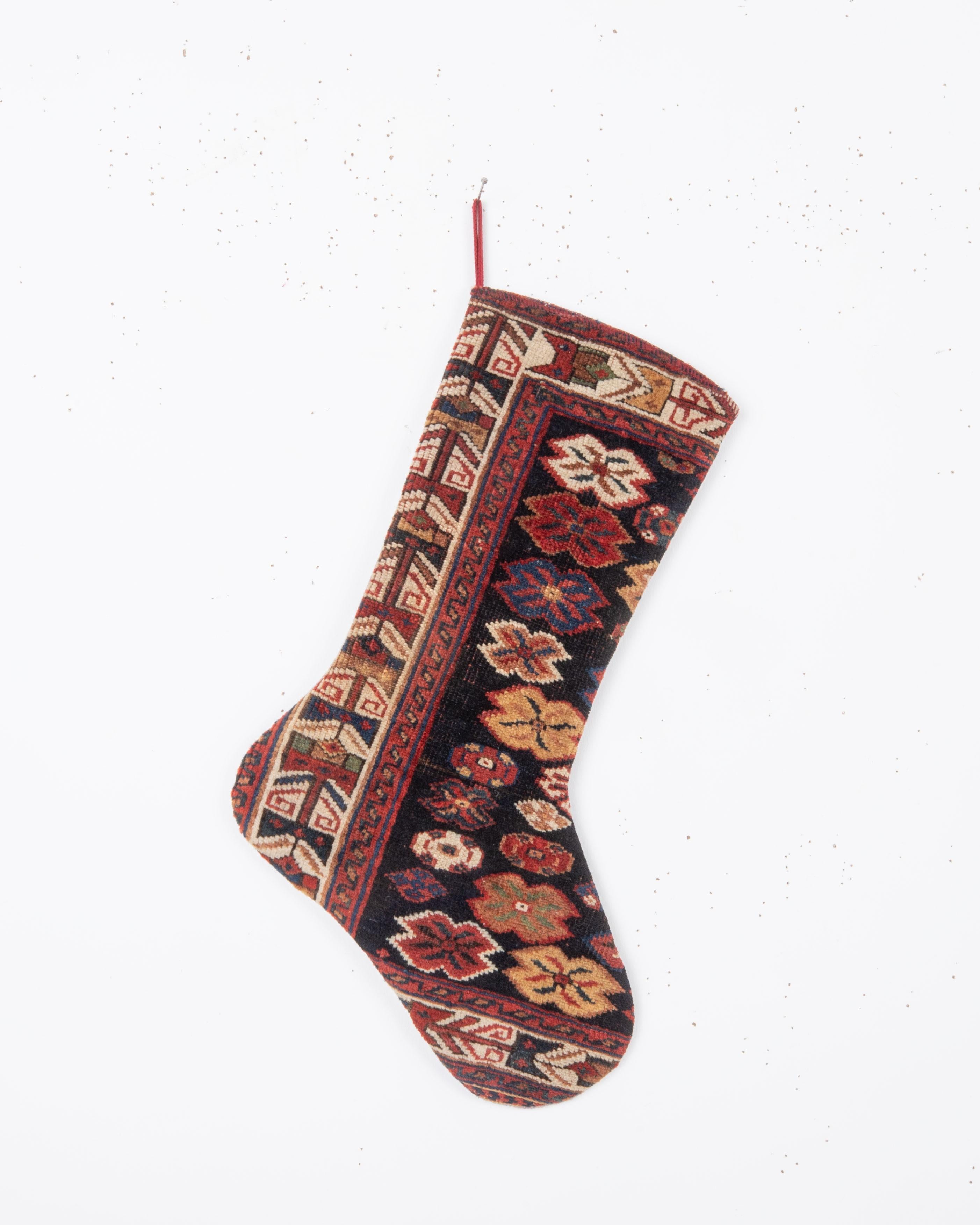 Turkish Antique Rug Fragment Christmas Stocking For Sale