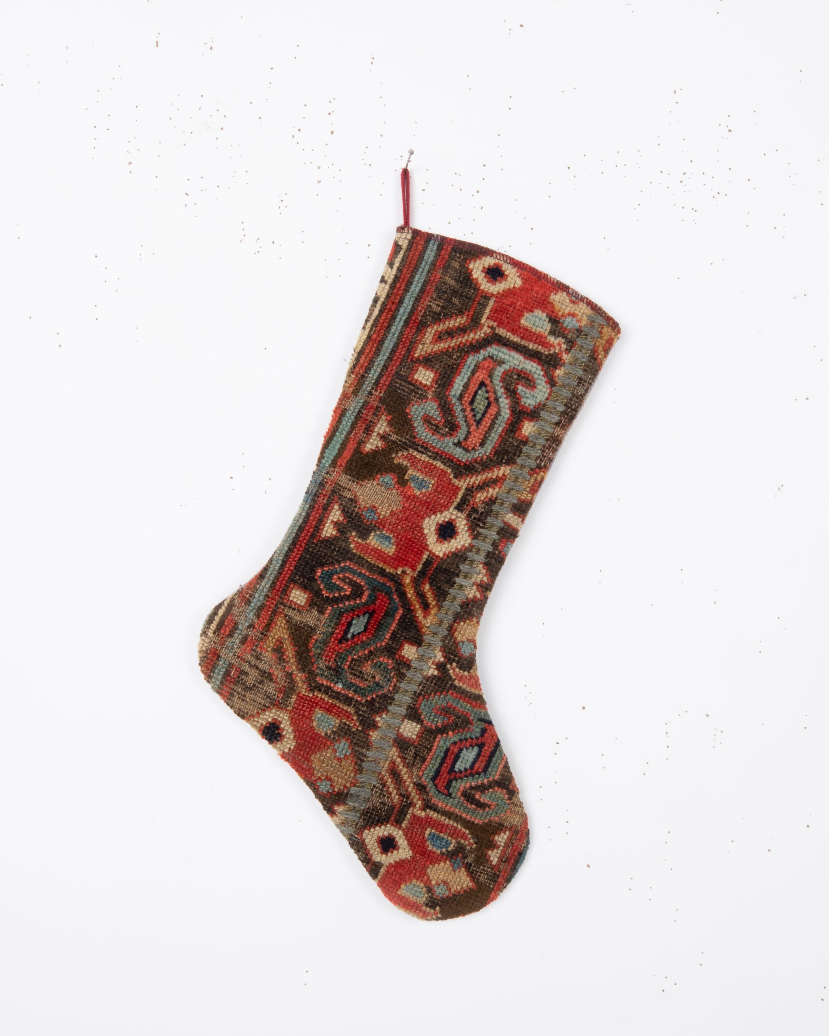 Antique Rug Fragment Christmas Stocking (Kaukasisch) im Angebot