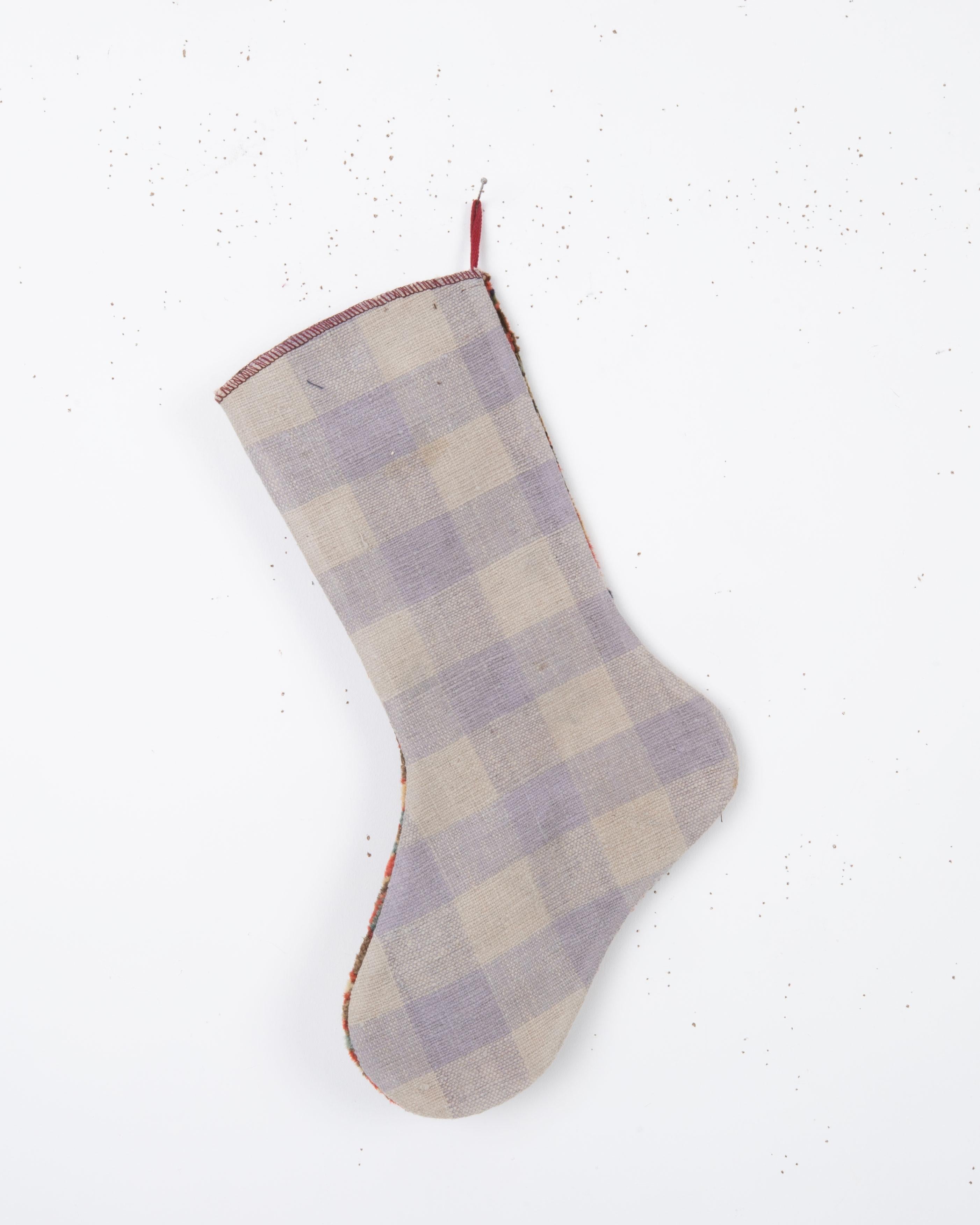 Antique Rug Fragment Christmas Stocking In Distressed Condition For Sale In Istanbul, TR