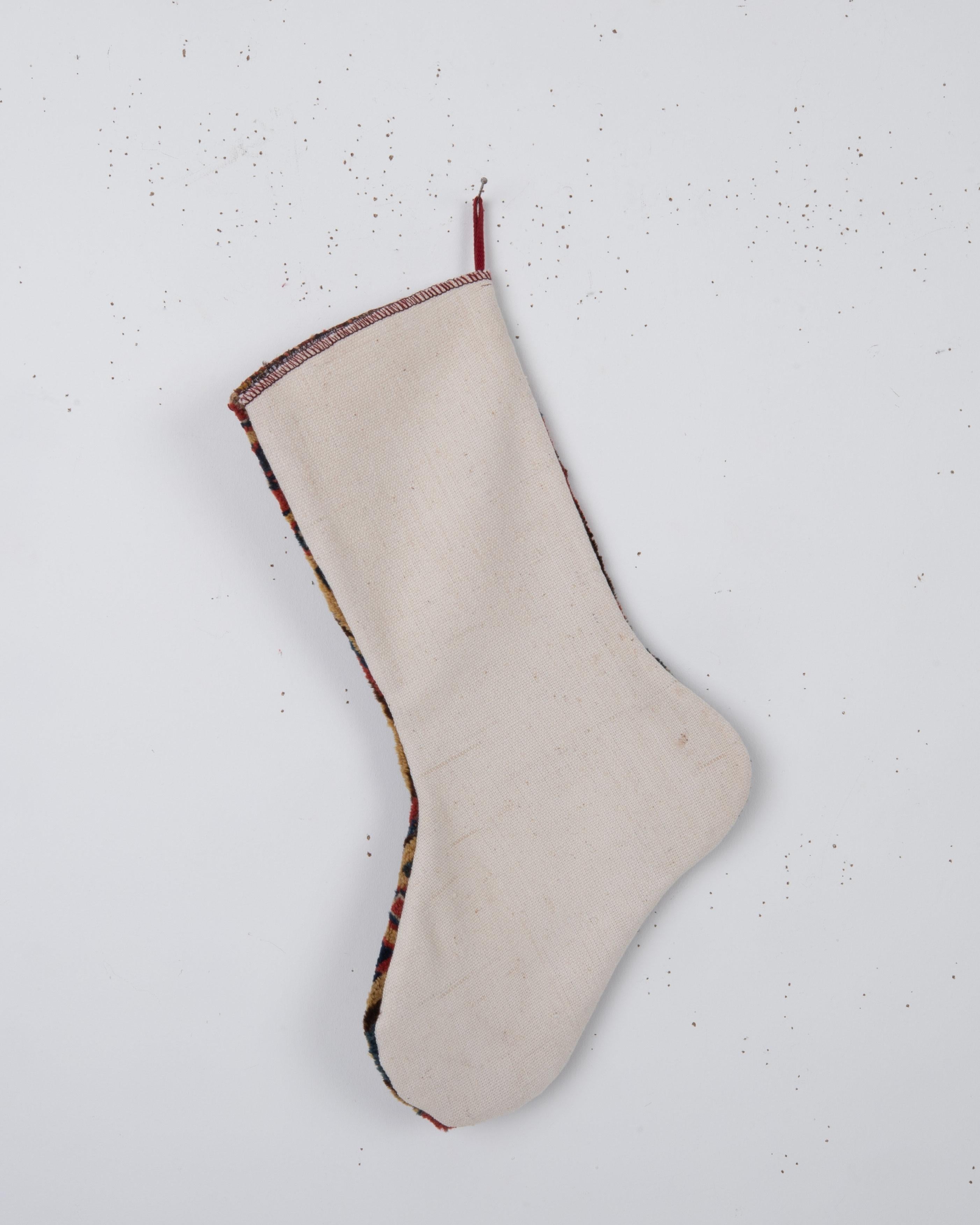 Antique Rug Fragment Christmas Stocking In Distressed Condition For Sale In Istanbul, TR
