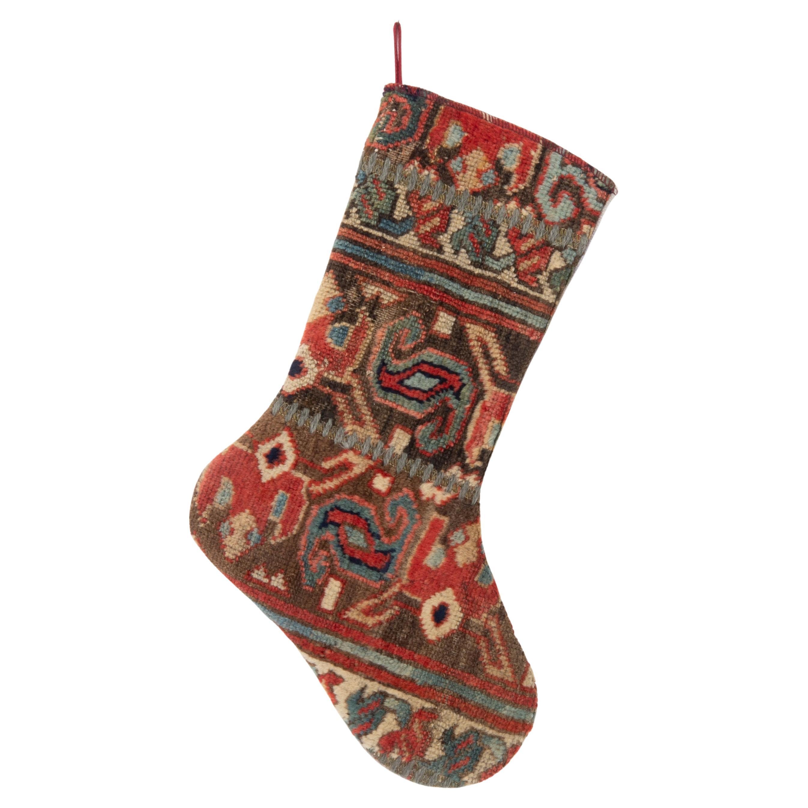 Antique Rug Fragment Christmas Stocking