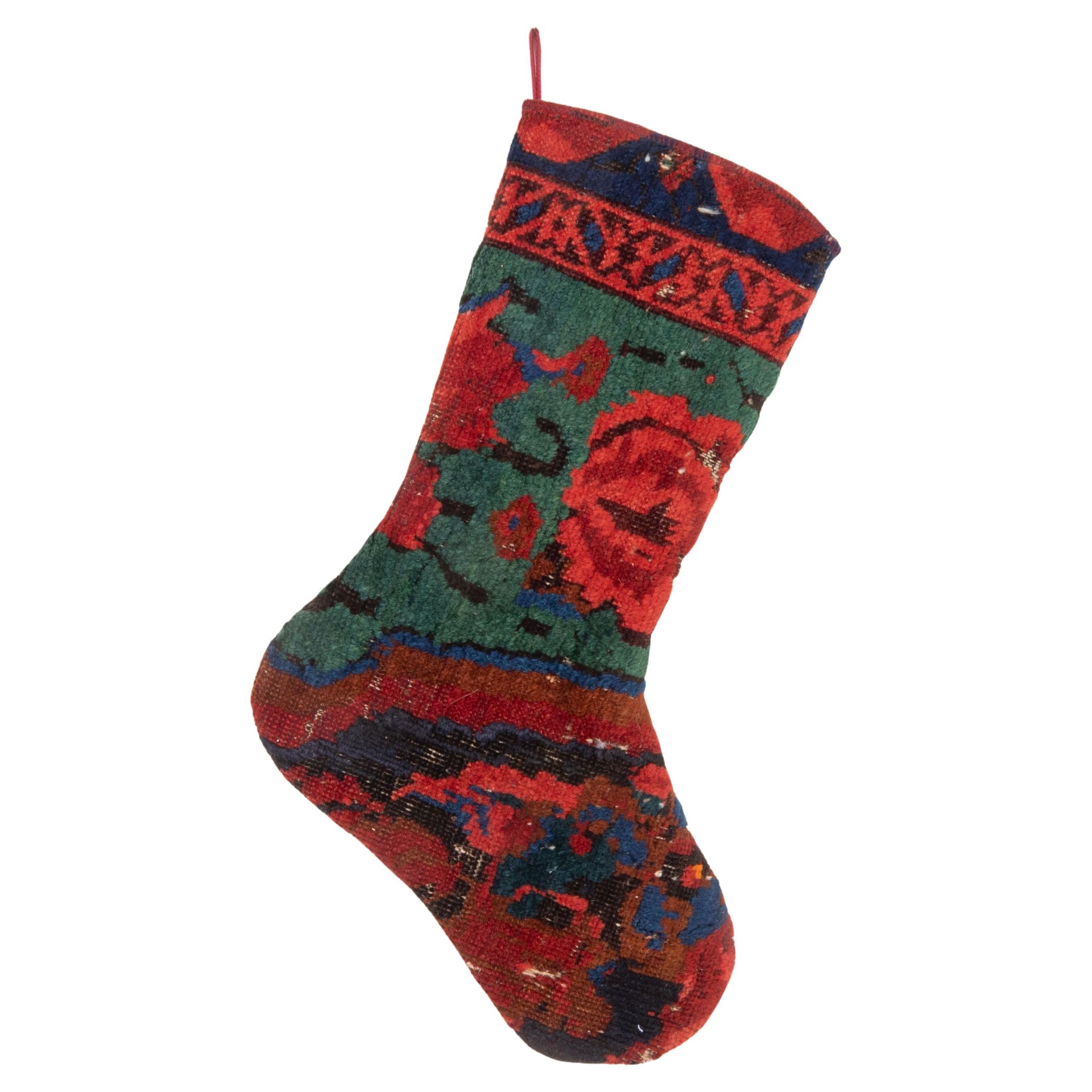 Antique Rug Fragment Christmas Stocking