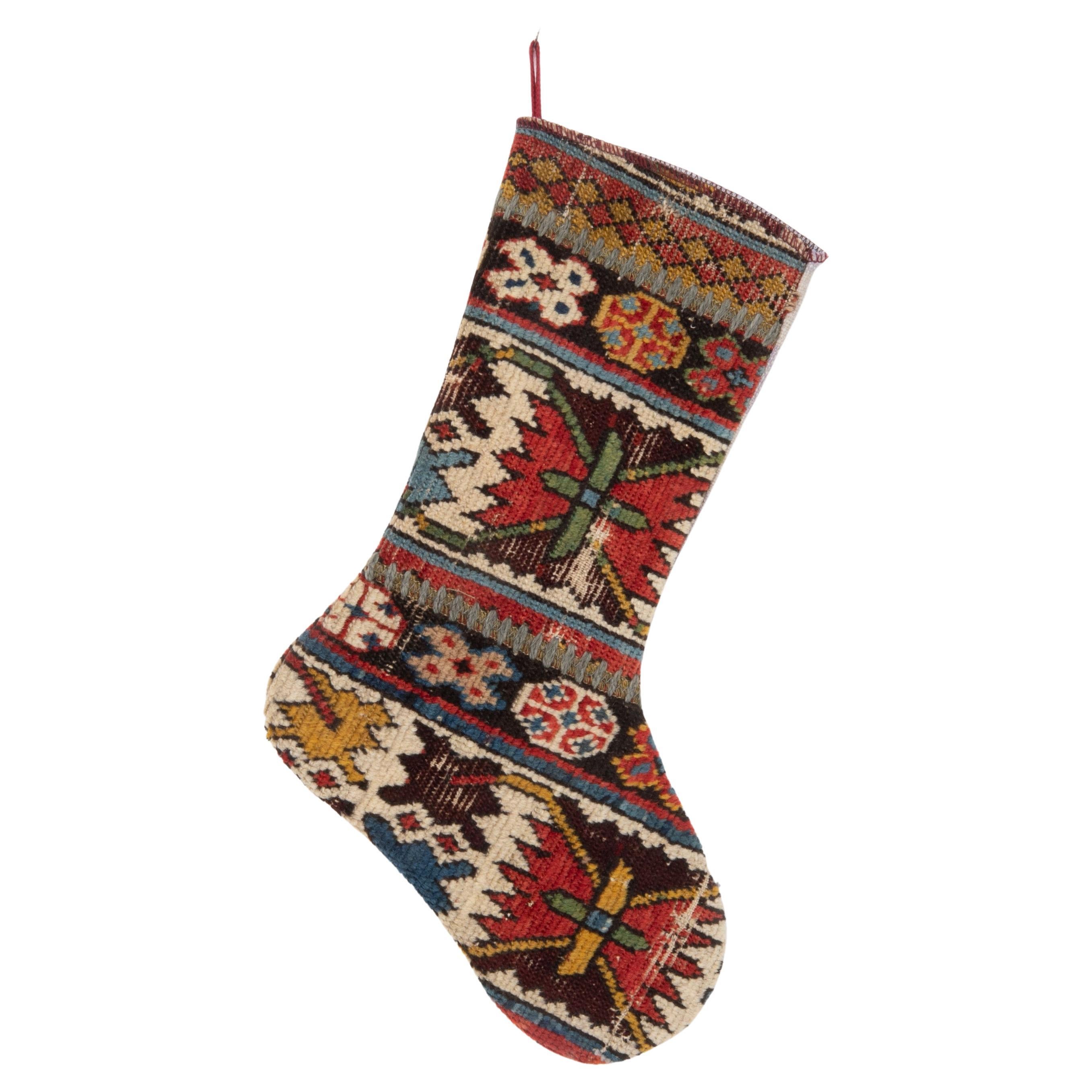 Antique Rug Fragment Christmas Stocking