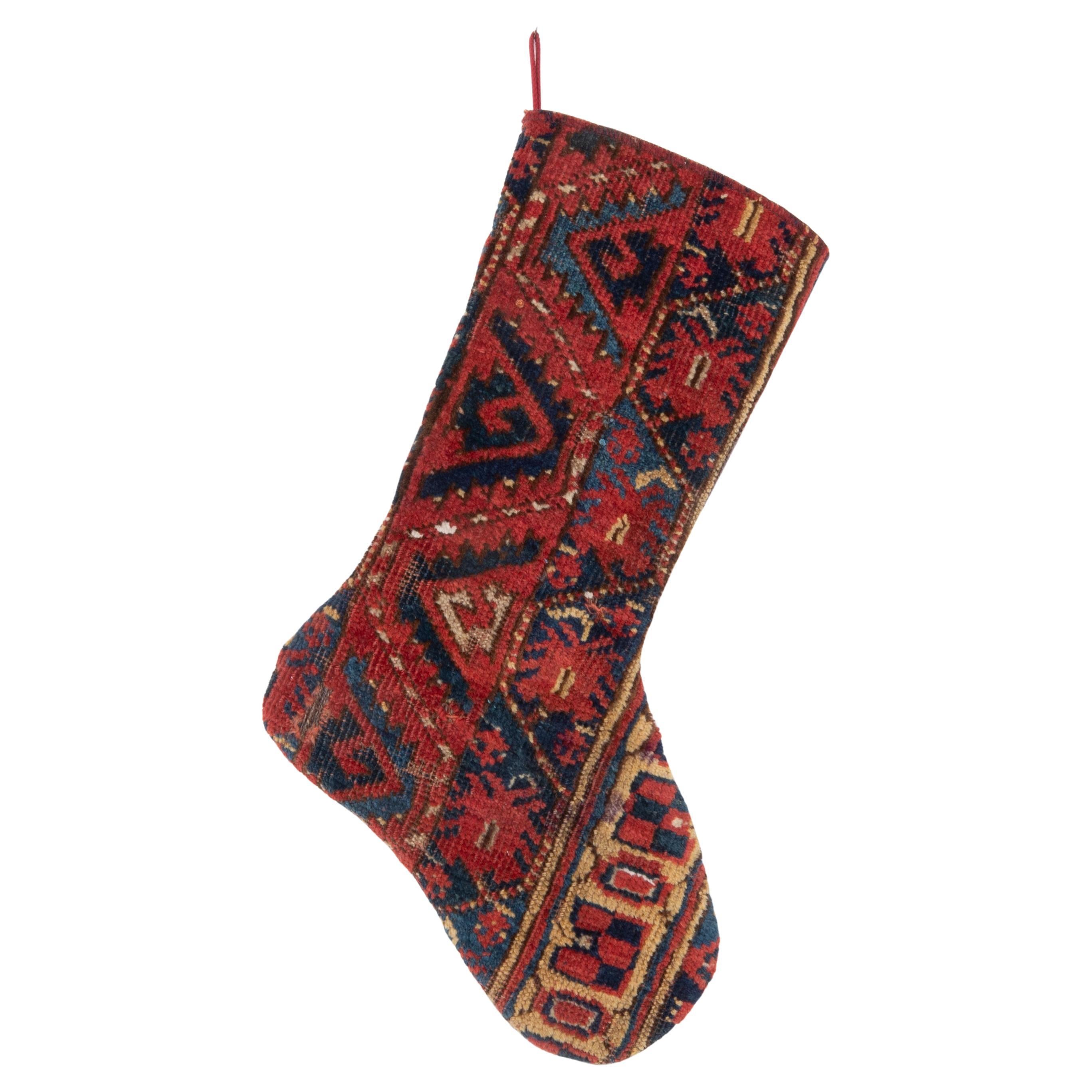 Antique Rug Fragment Christmas Stocking