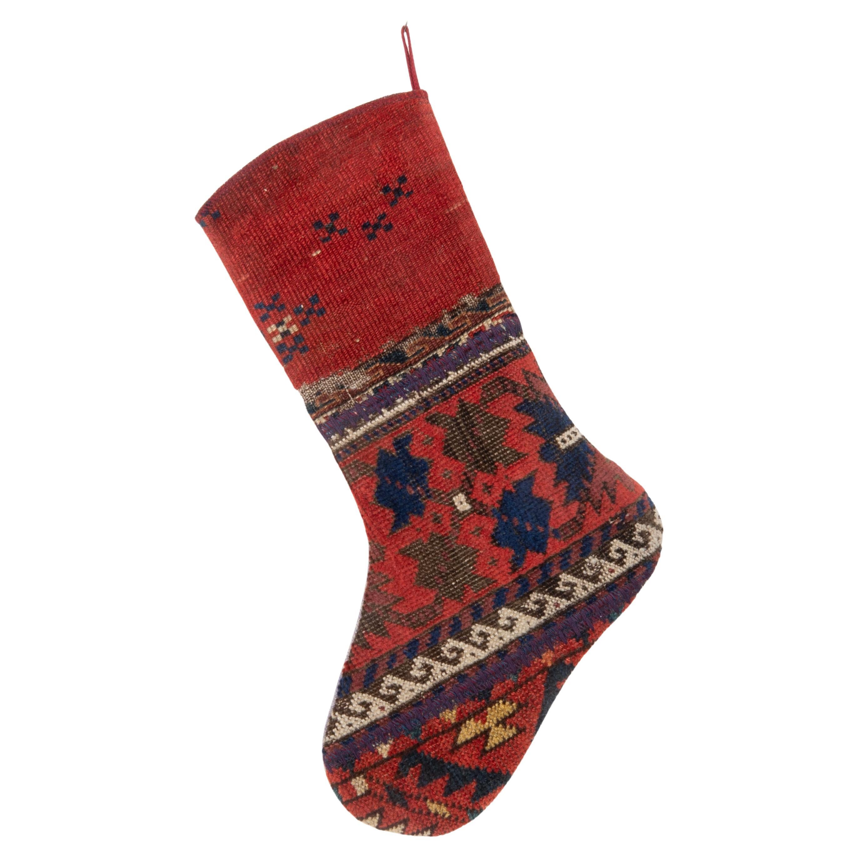 Antique Rug Fragment Christmas Stocking