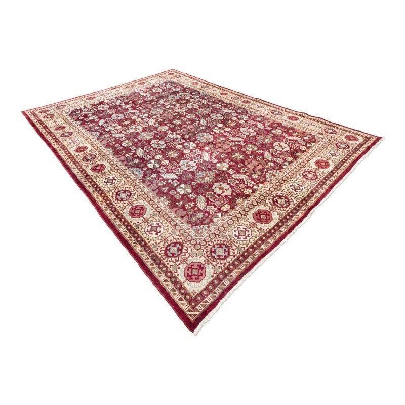 Hand-Knotted Antique Rug from India, Agra with Palmette Design For Sale